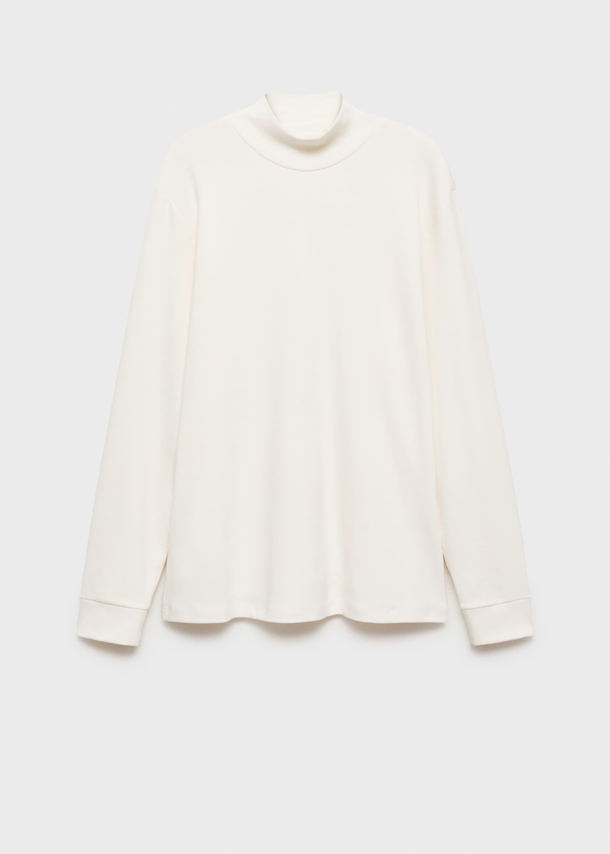 Cotton t-shirt with perkins neck - Article without model, Ecru. Ref: 77057932-00.
