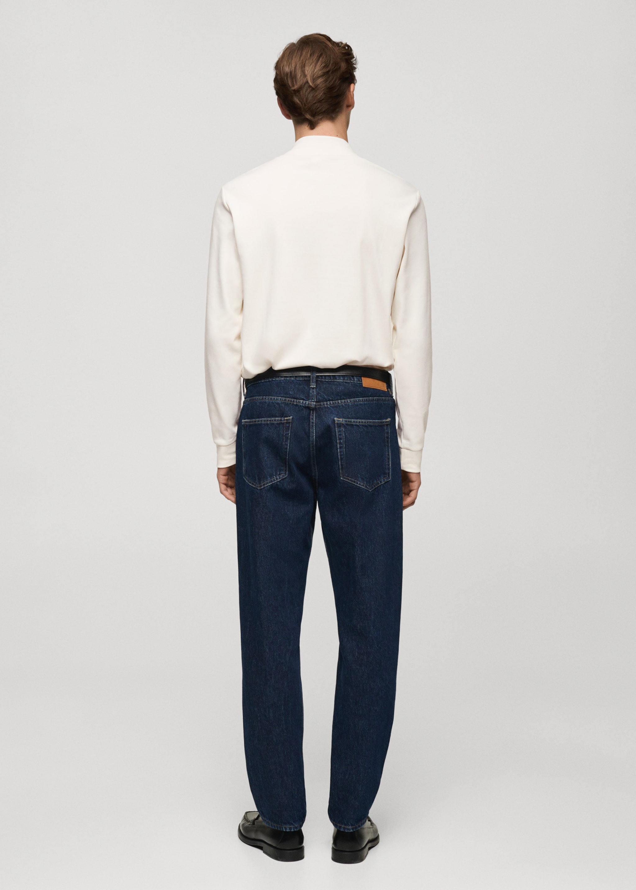 Cotton t-shirt with perkins neck - Reverse of the article, Ecru. Ref: 77057932-00.