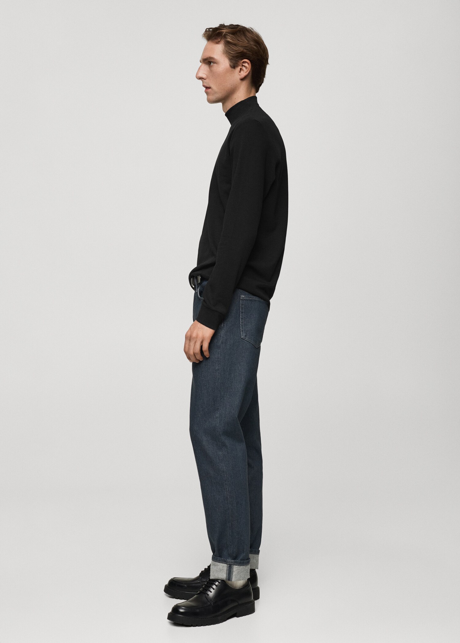 Cotton t-shirt with perkins neck - Details of the article 2
