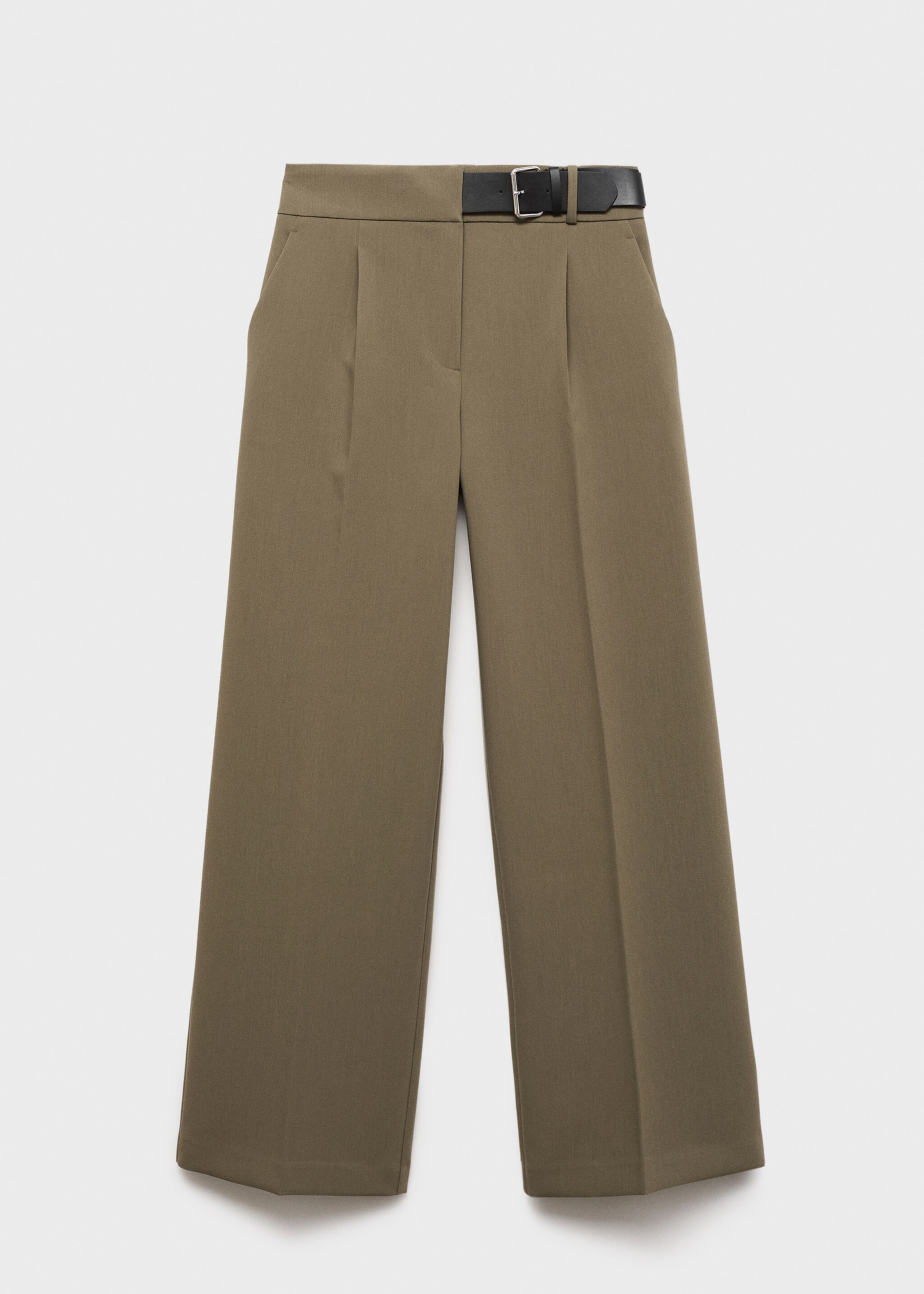 Belt straight-fit pants - Article without model, Khaki. Ref: 77057937-00.