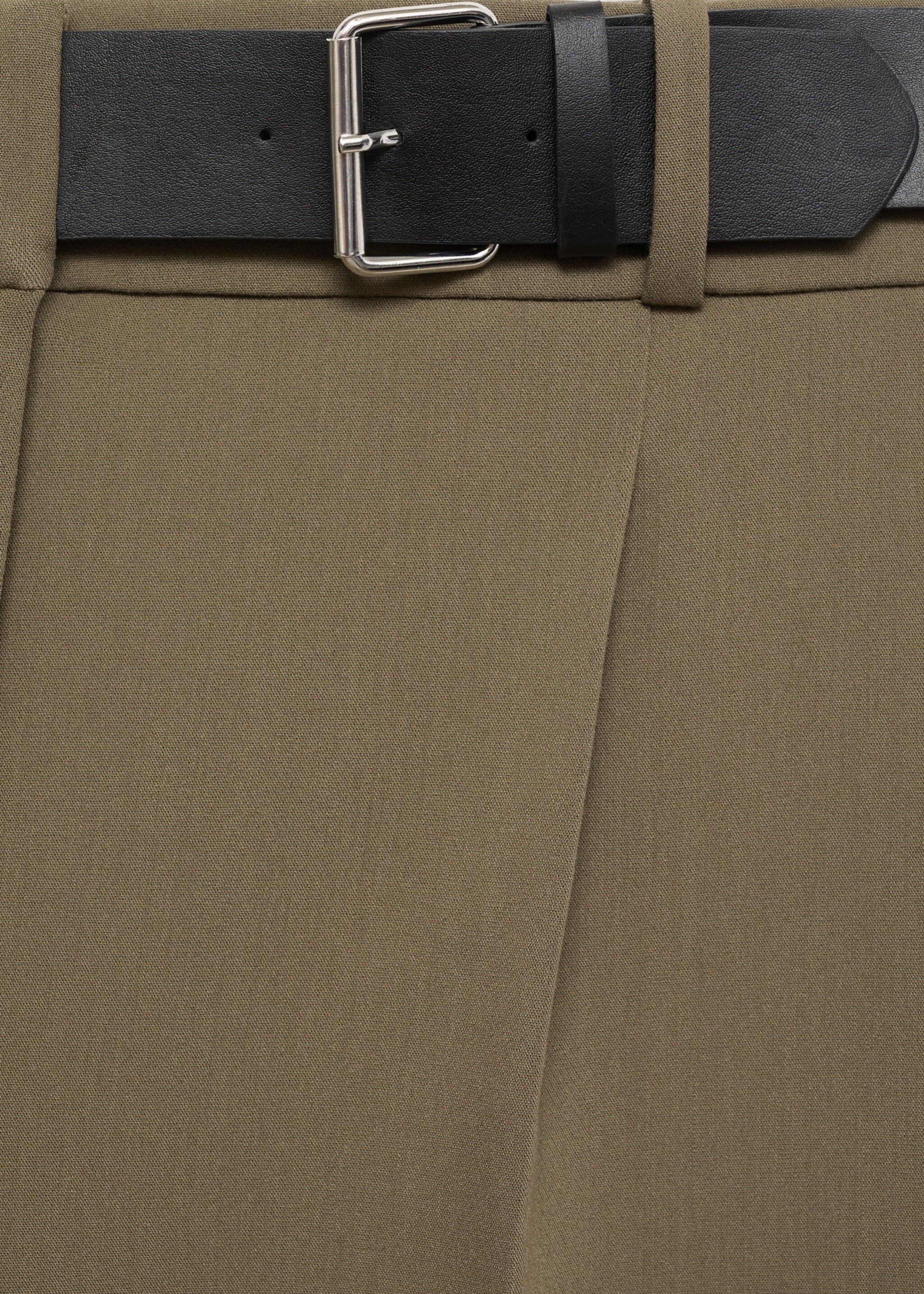 Belt straight-fit pants - Details of the article 8, Khaki. Ref: 77057937-00.