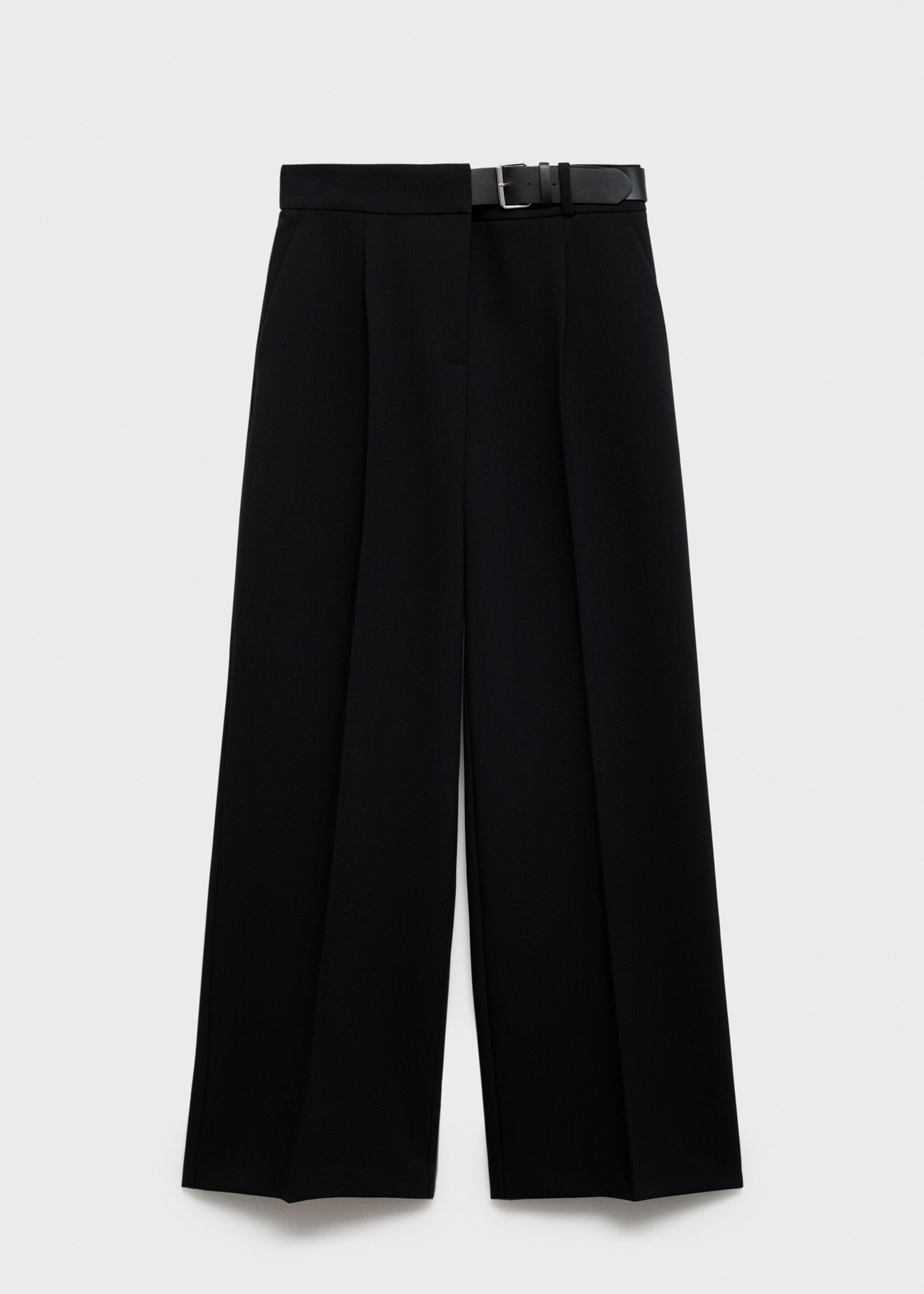 Belt straight-fit pants - Article without model, Black. Ref: 77057937-00.