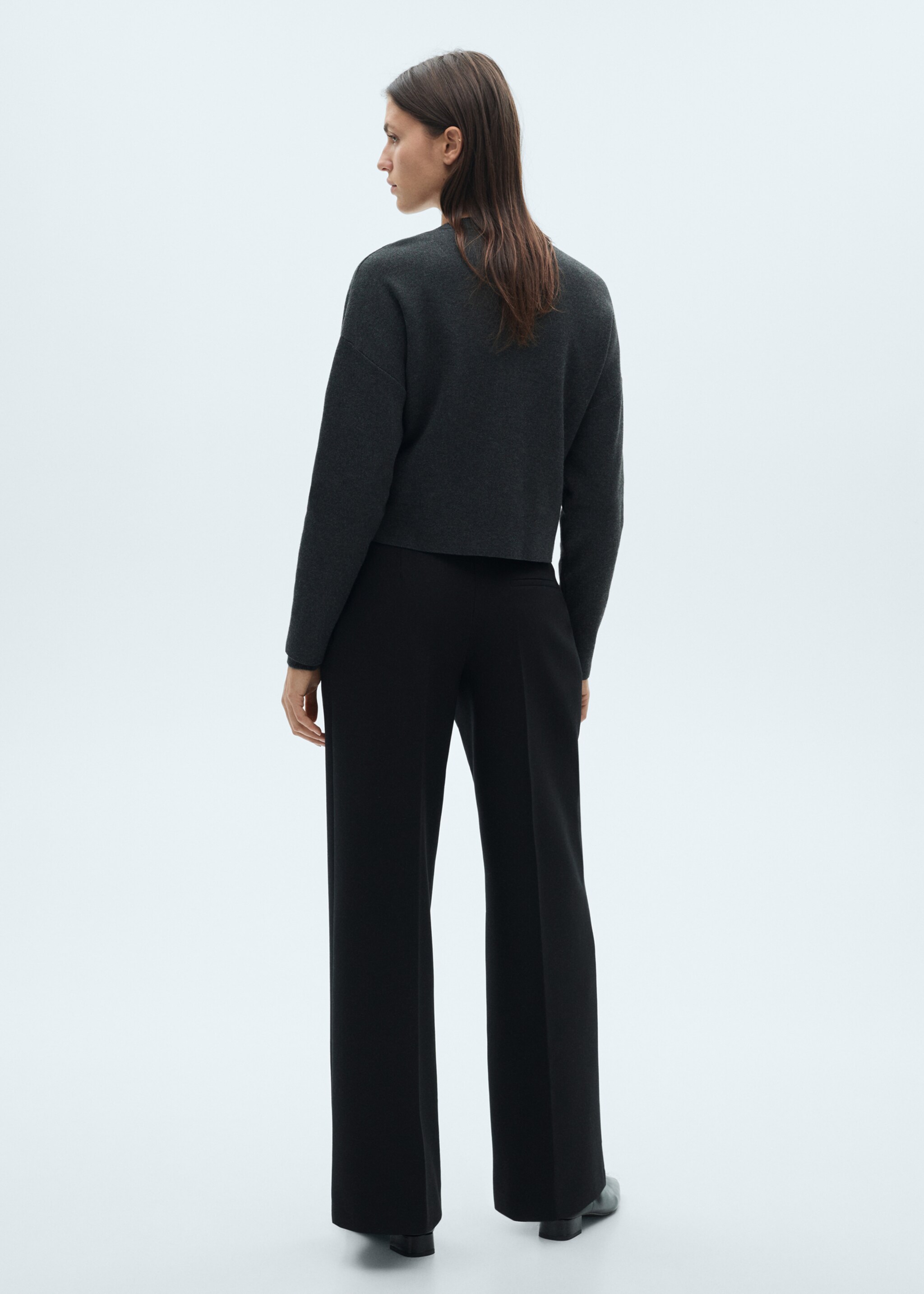 Belt straight-fit pants - Reverse of the article, Black. Ref: 77057937-00.