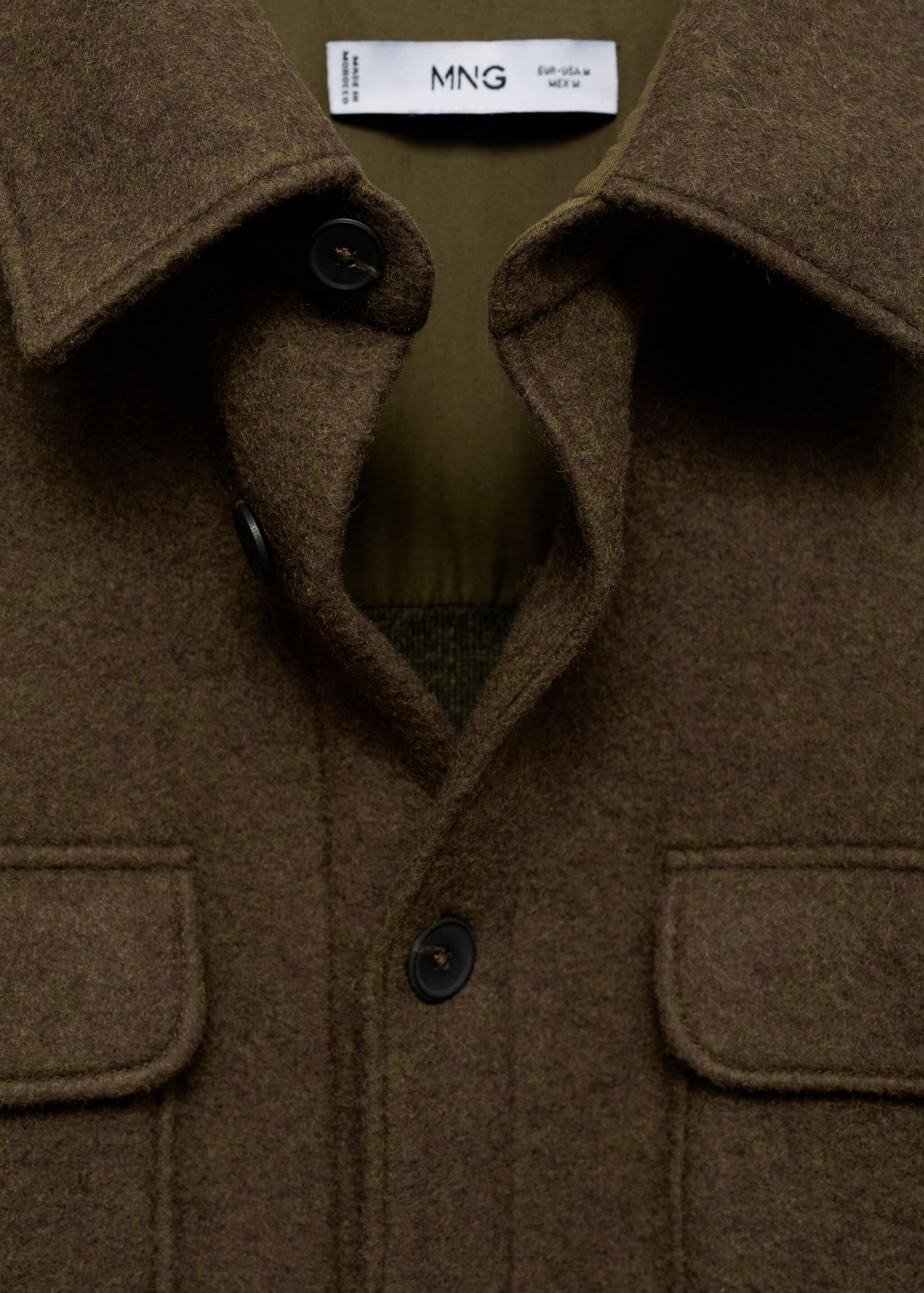 Overshirt aus Wollgemisch mit Taschen - Detail des Artikels 8, Braun. Ref: 77057939-00.