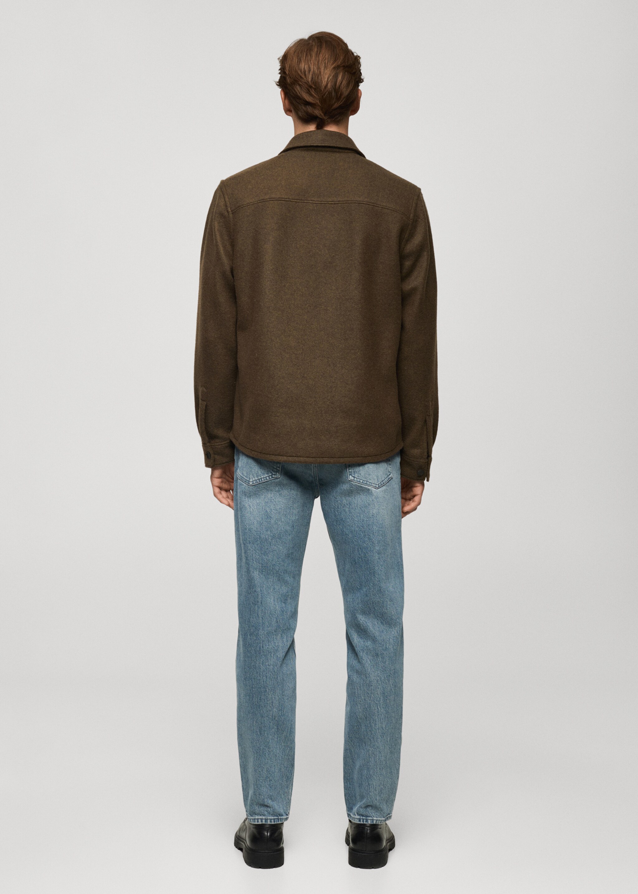 Overshirt aus Wollgemisch mit Taschen - Rückseite des Artikels, Braun. Ref: 77057939-00.