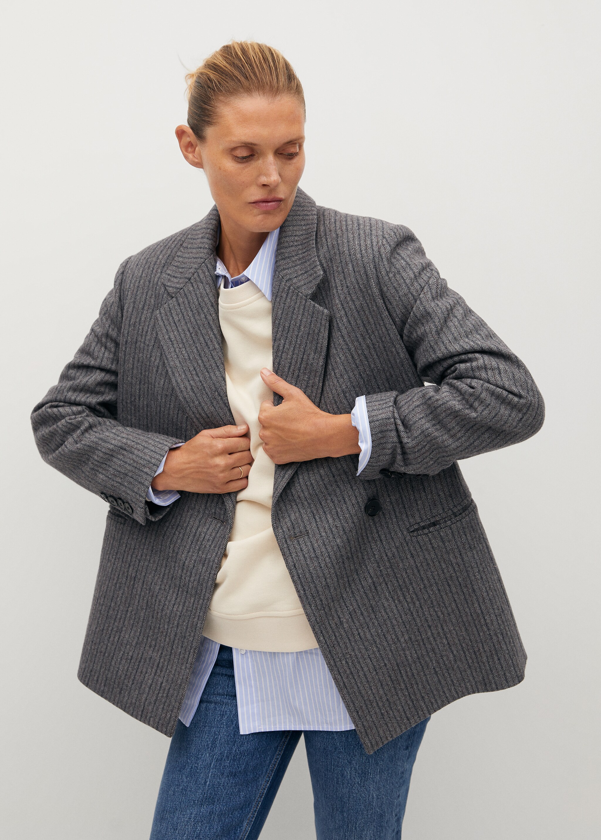 Striped woollen suit jacket - Details of the article 1