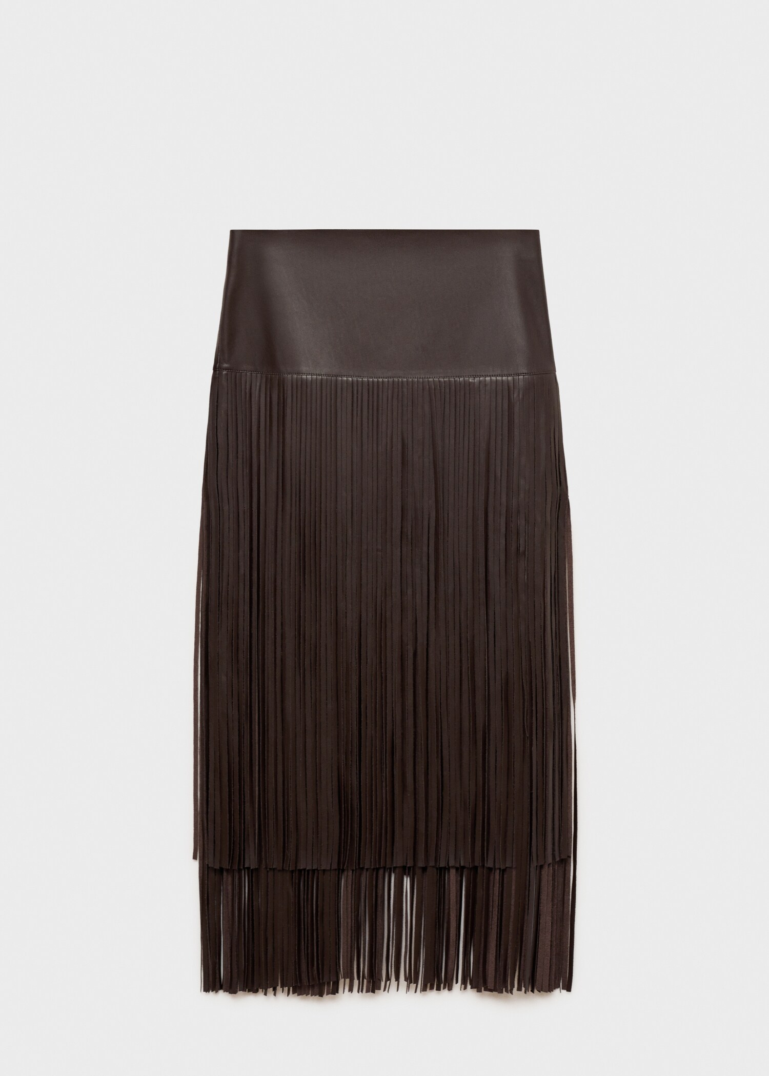 Leather-effect fringed skirt - Article without model
