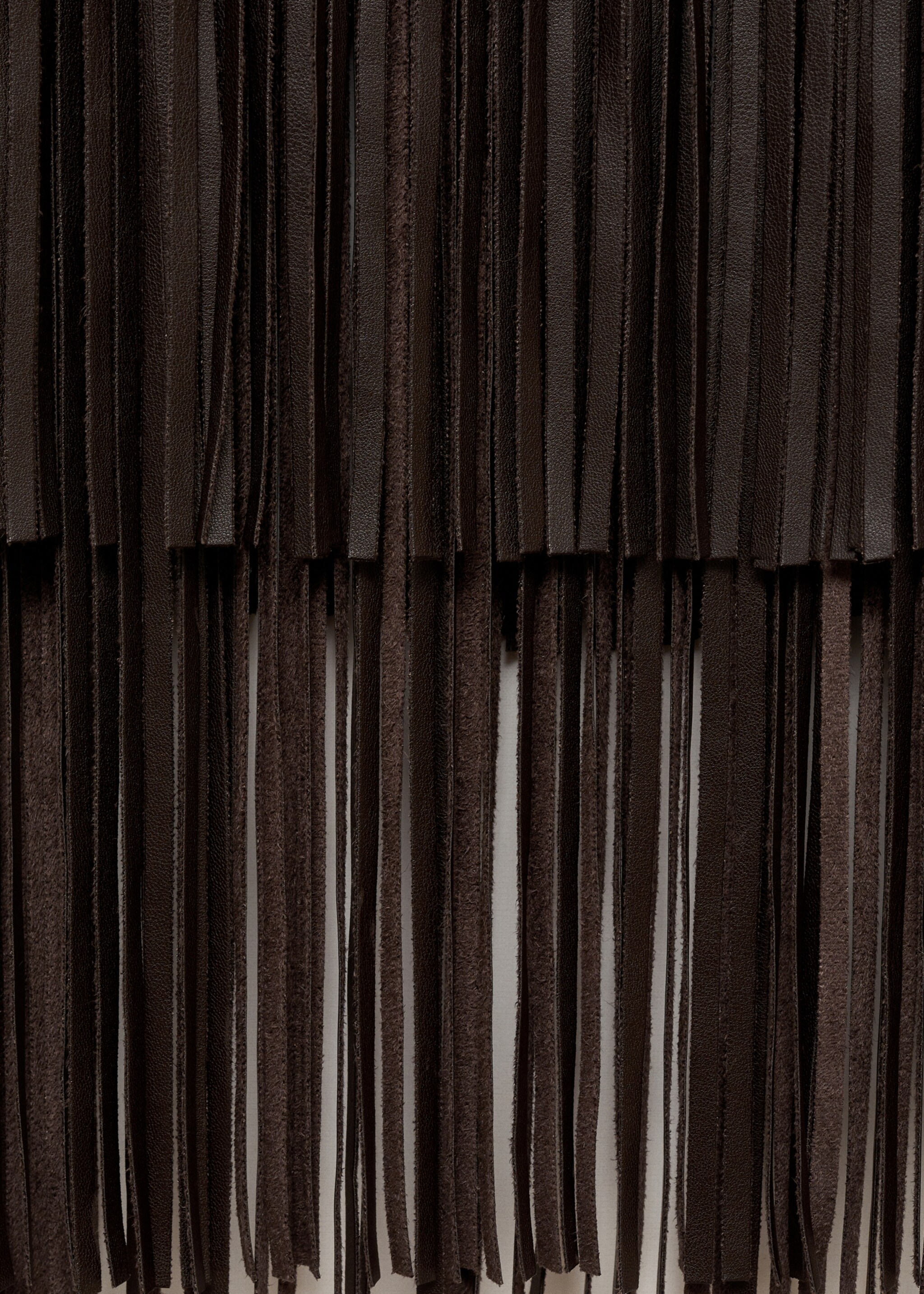 Leather-effect fringed skirt - Details of the article 0, Brown. Ref: 77058266-00.