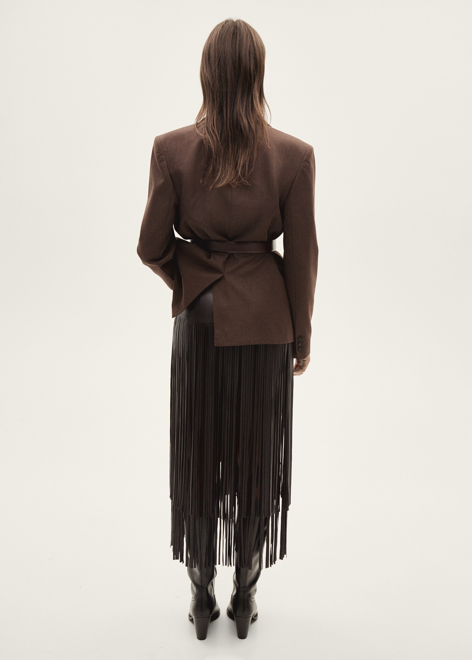Leather-effect fringed skirt - Reverse of the article