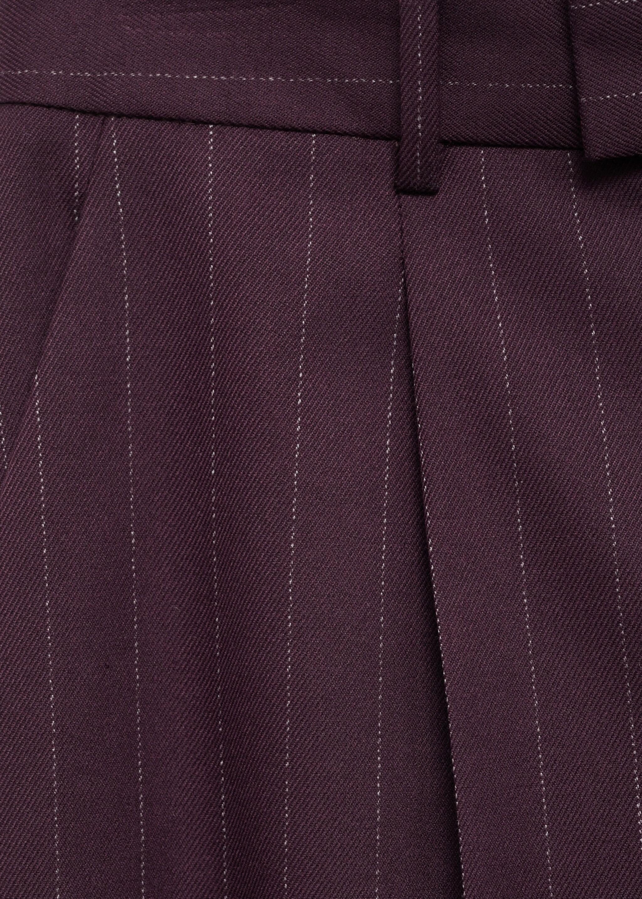 Pinstripe pleated trousers - Details of the article 0, Wine. Ref: 77058271-00.