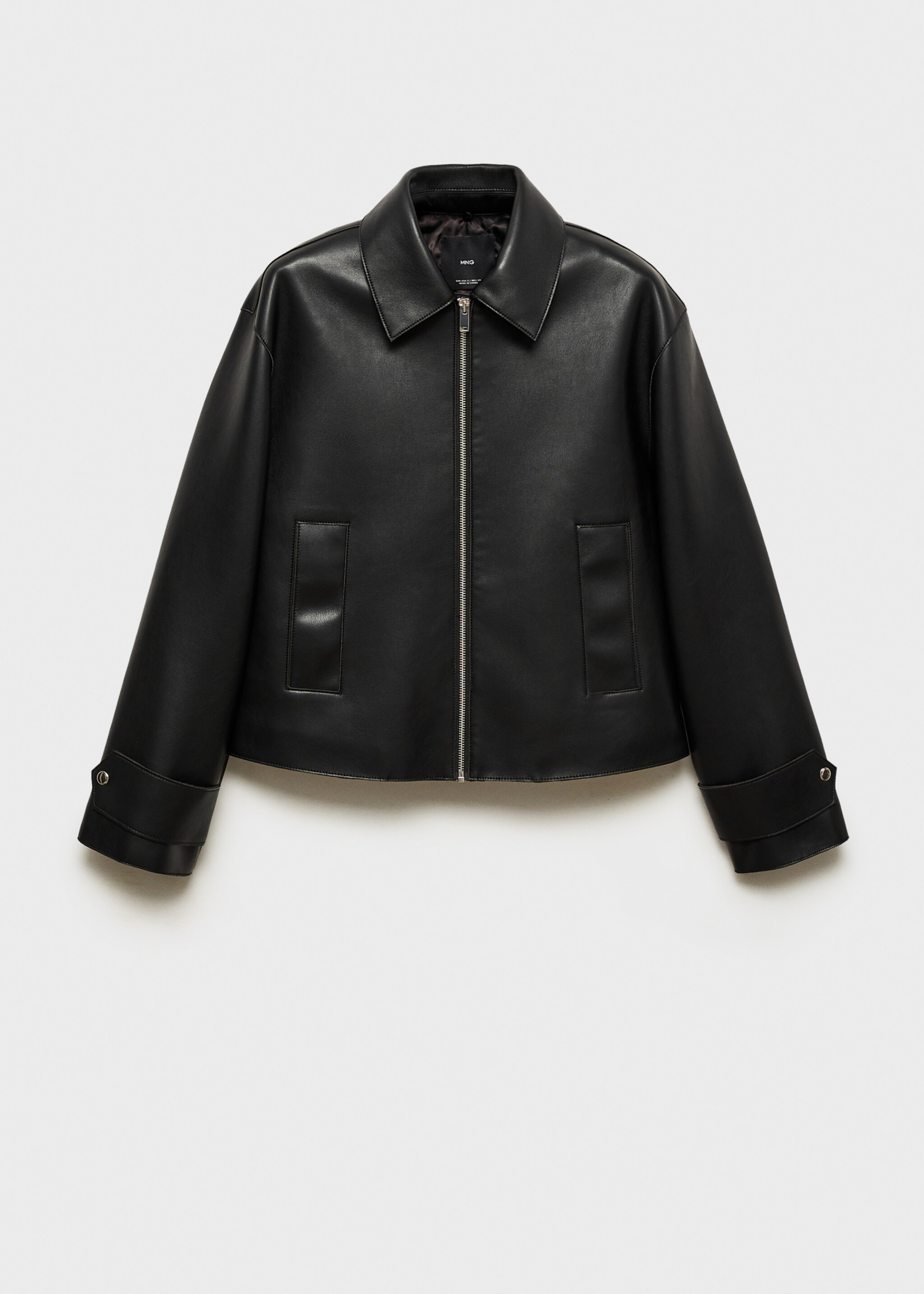 Jacke mit abnehmbarem Kunstshearling-Kragen - Detail des Artikels 8, Schwarz. Ref: 77058275-00.