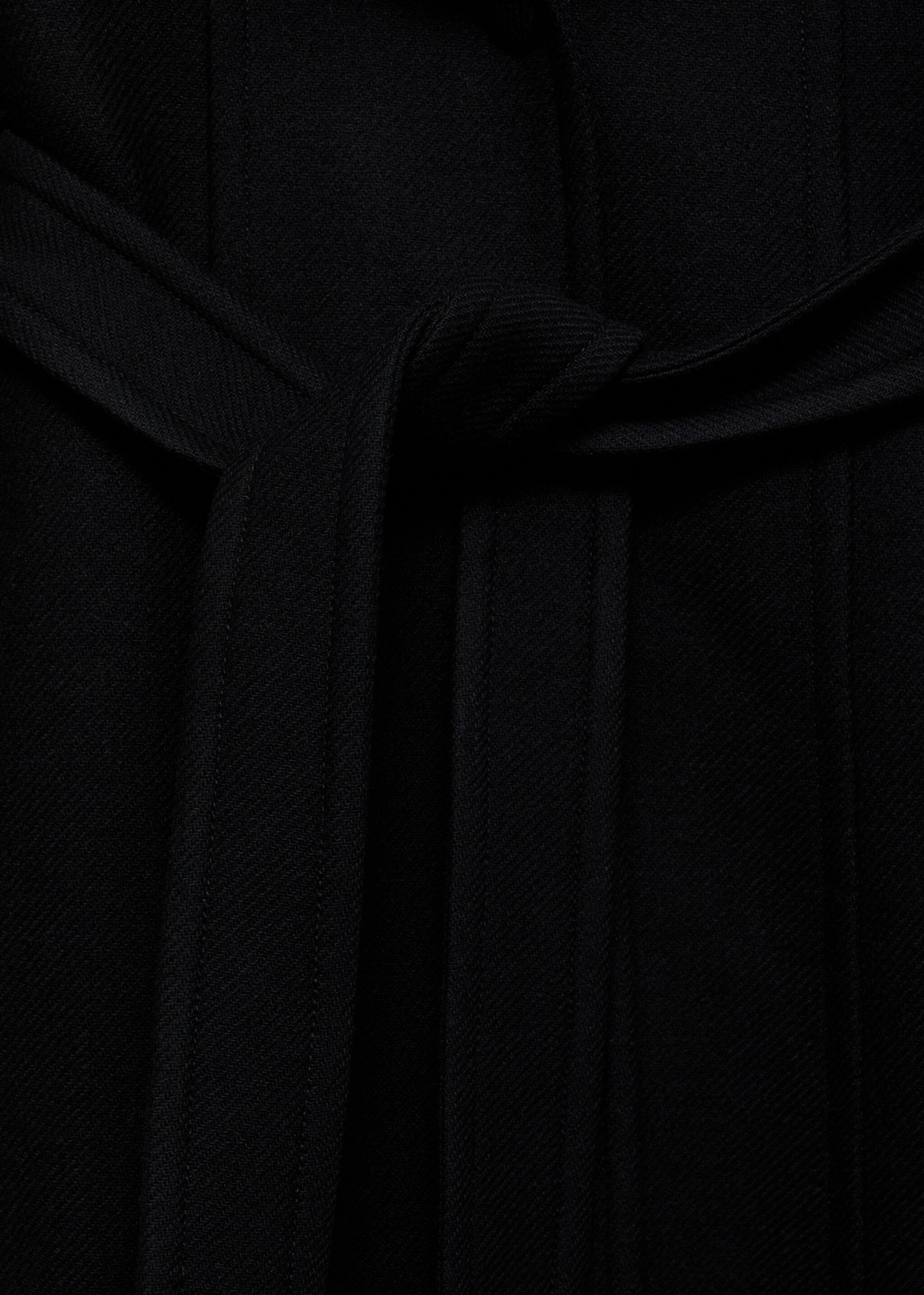 Detachable wool coat with fur-effect collar - Details of the article 0, Black. Ref: 77058279-00.