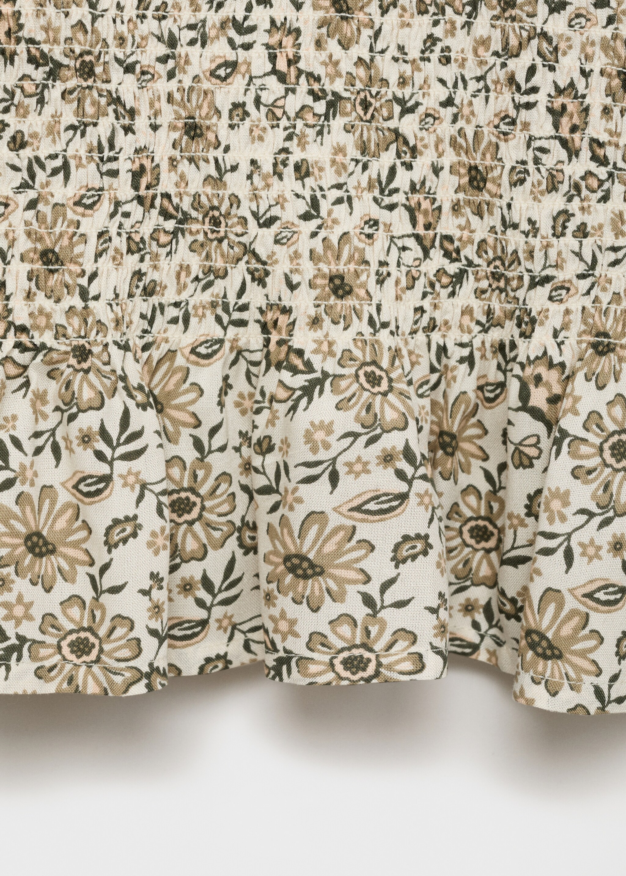 Floral gathered blouse - Details of the article 0, Off White. Ref: 77058281-00.