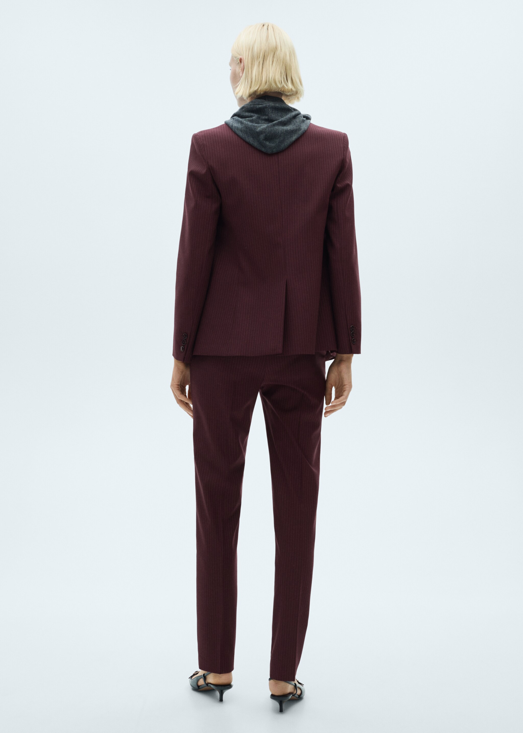 Pinstripe suit jacket - Reverse of the article, Maroon. Ref: 77058283-00.