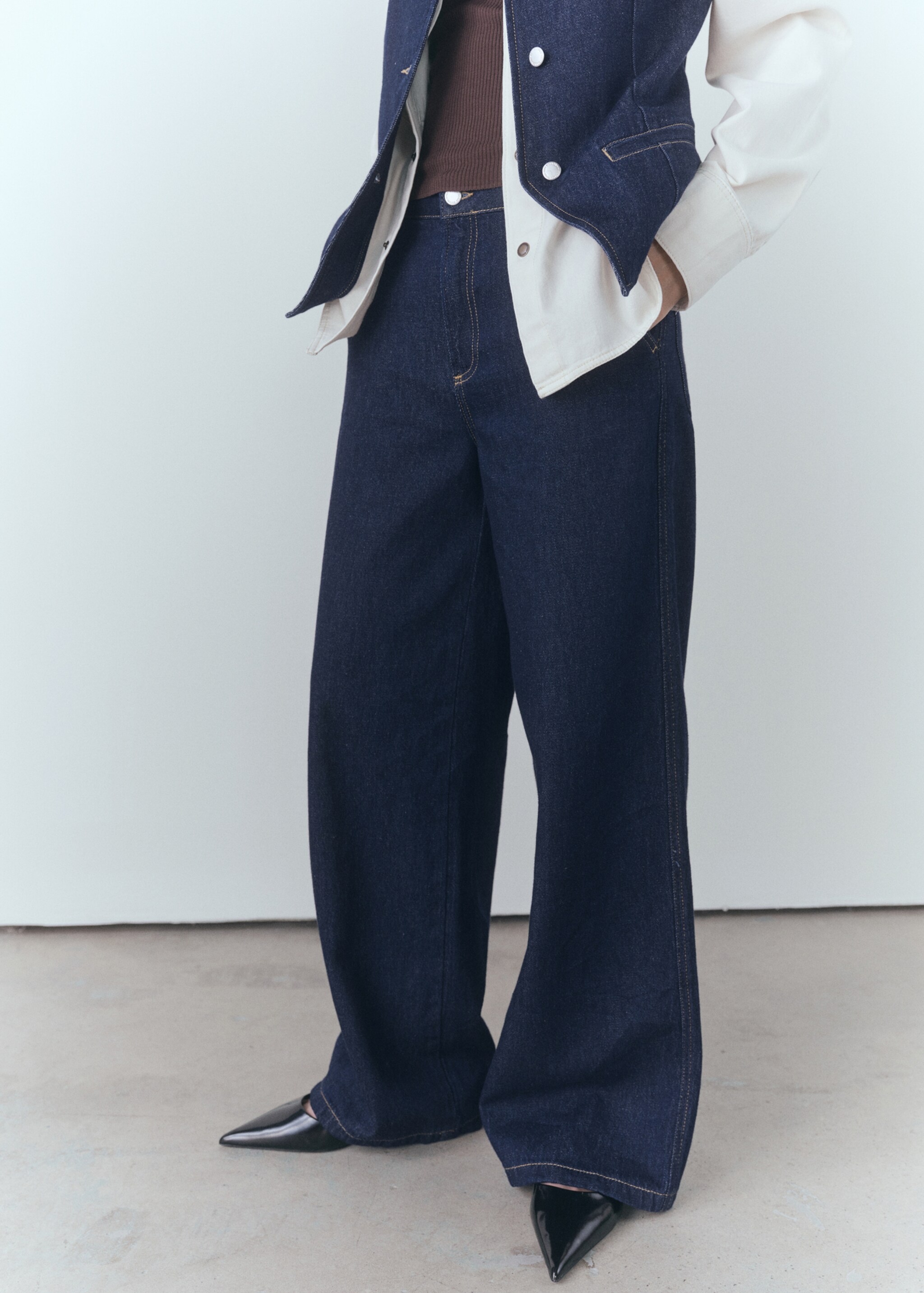 Jean wideleg rinse wash - Plan moyen, Bleu. Ref: 77058285-00.