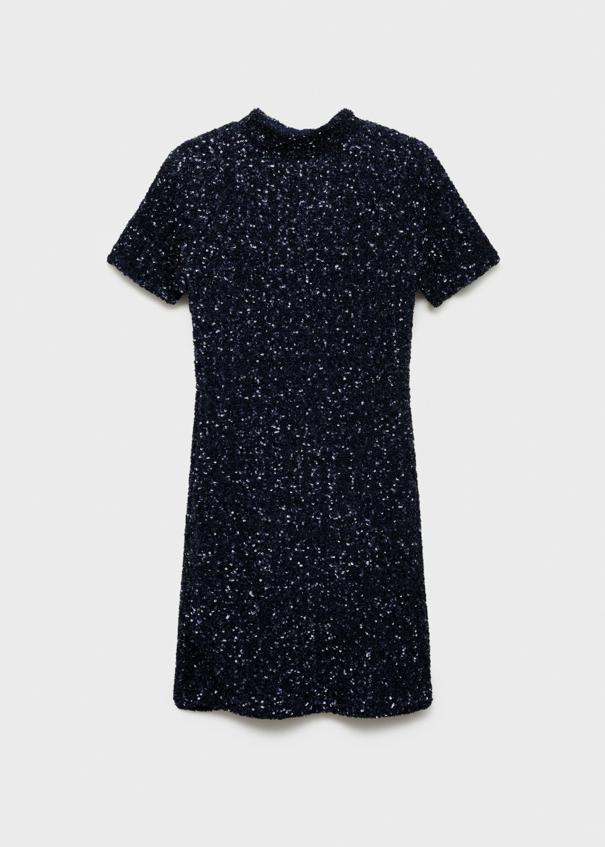 Short-sleeved sequin dress - Article without model, Night Blue. Ref: 77059058-00.