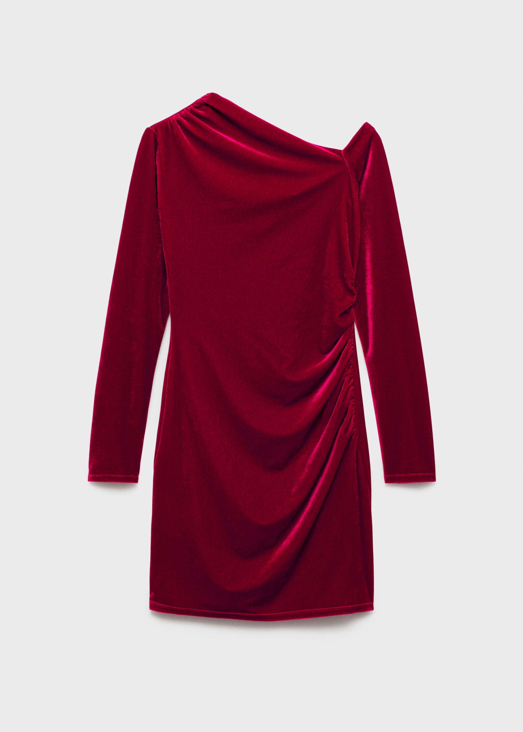 Asymmetric velvet dress - Article without model, Red. Ref: 77059062-00.