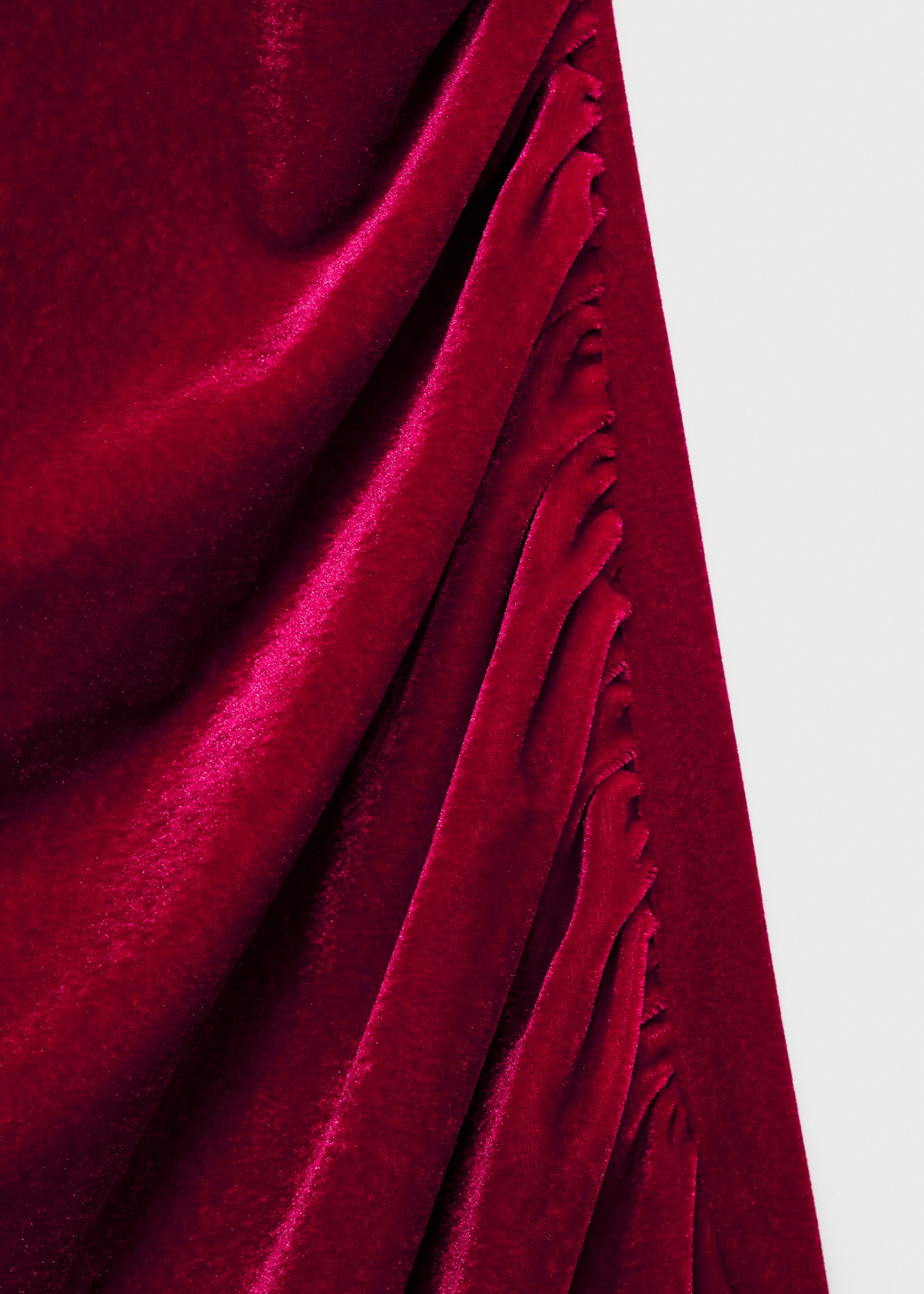 Asymmetric velvet dress - Details of the article 0, Red. Ref: 77059062-00.