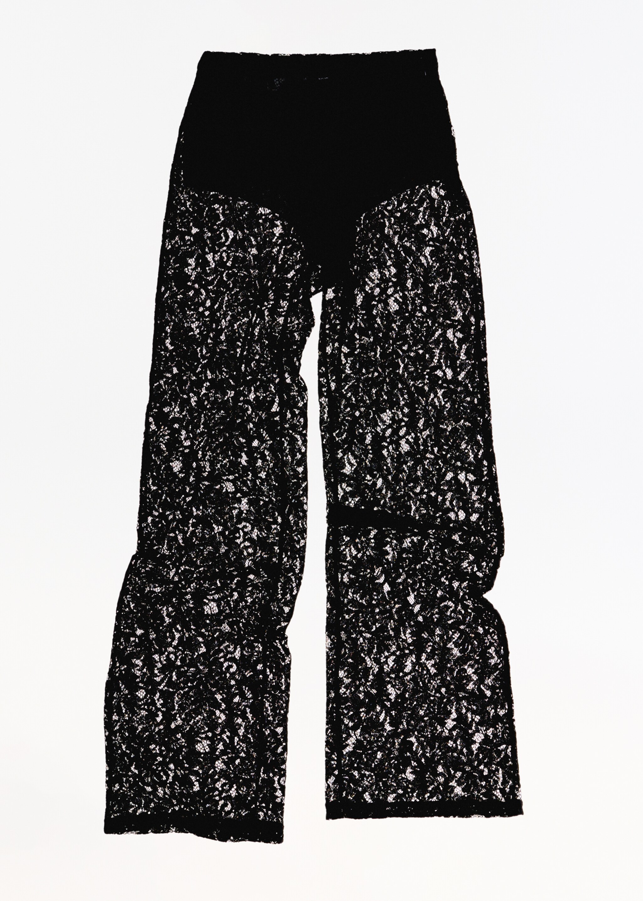 Wideleg-Hose mit Spitze - Detail des Artikels 6, Schwarz. Ref: 77059064-00.