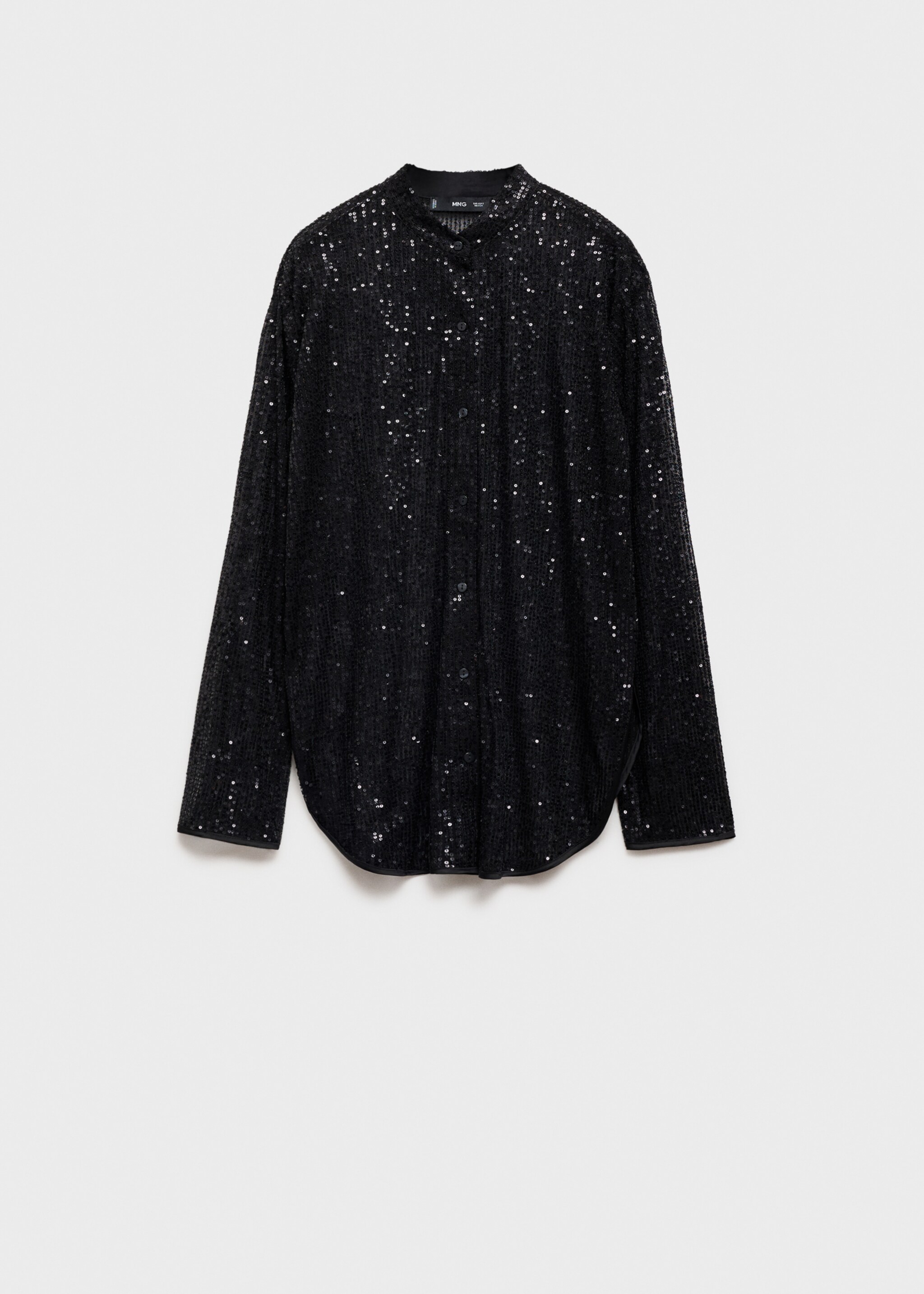 Semi-transparent sequined shirt - Article without model, Black. Ref: 77059067-00.