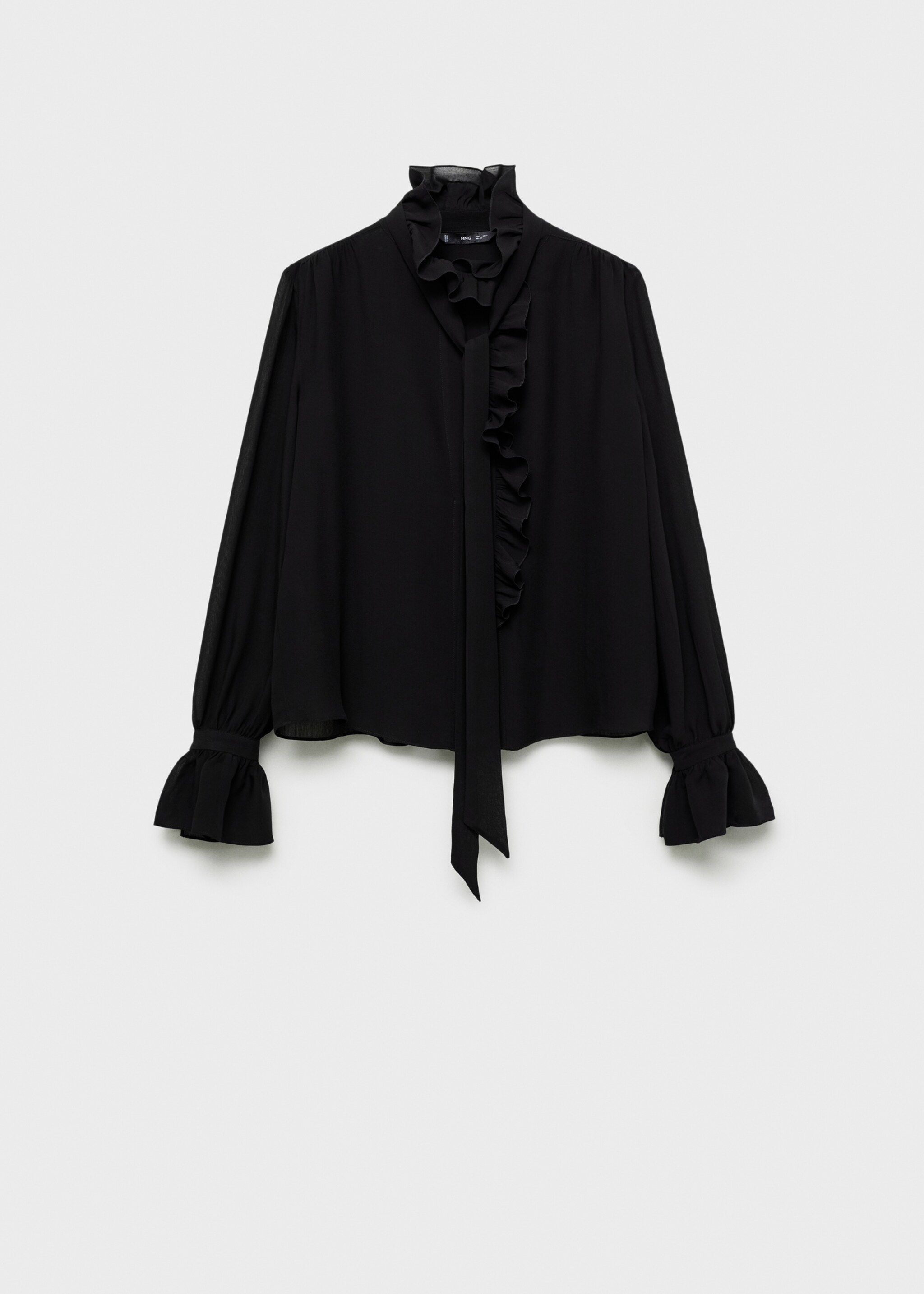 Blouse met hoge boord en ruche - Artikel zonder model, Zwart. Ref: 77059069-00.