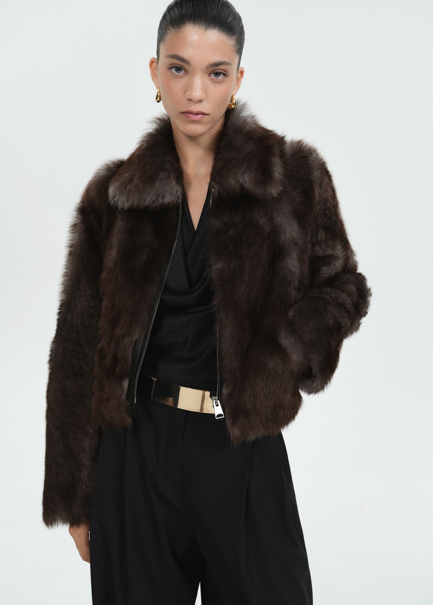 100% leather fur jacket - Medium plane