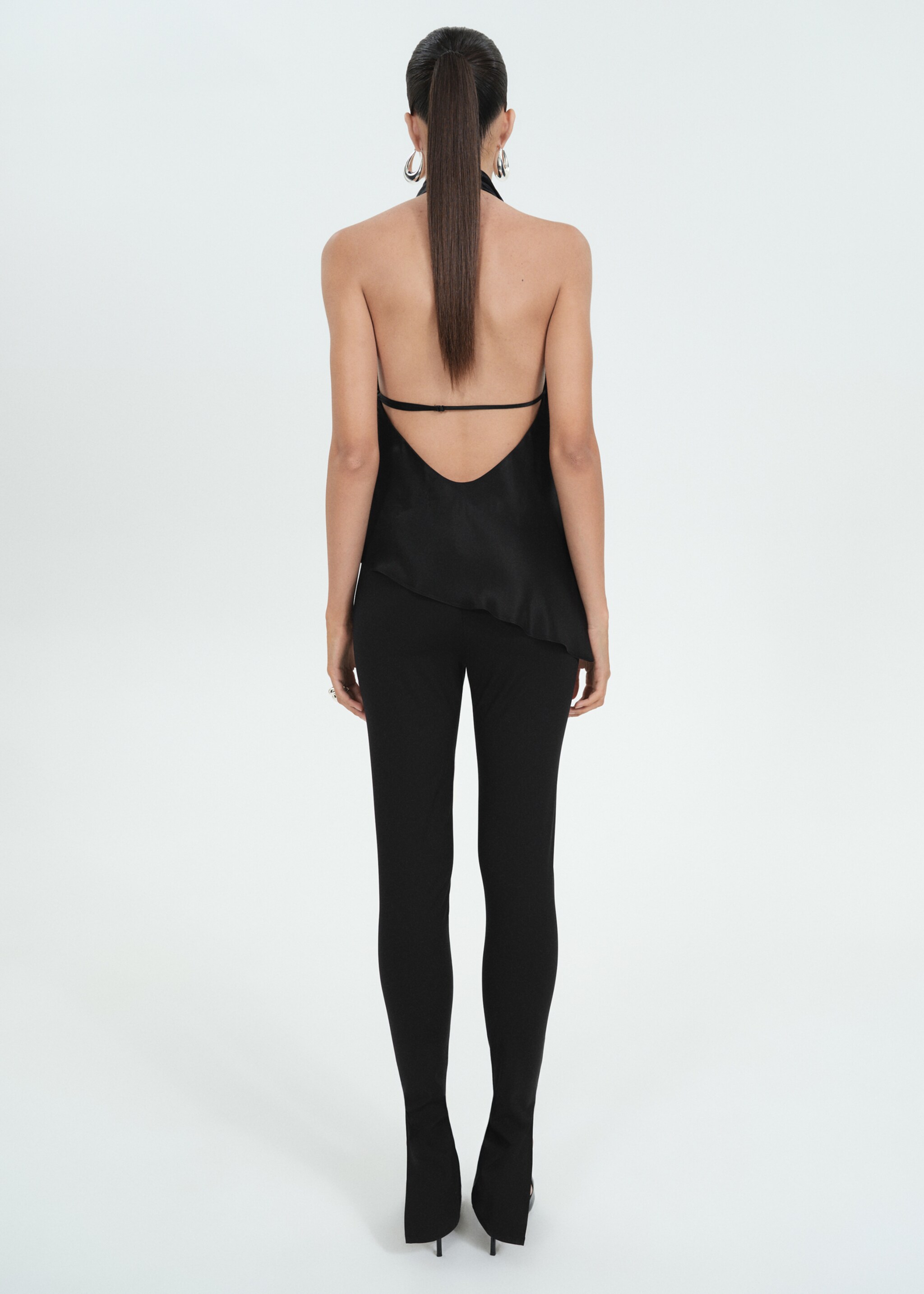 Slit hem leggings - Reverse of the article, Black. Ref: 77059071-00.