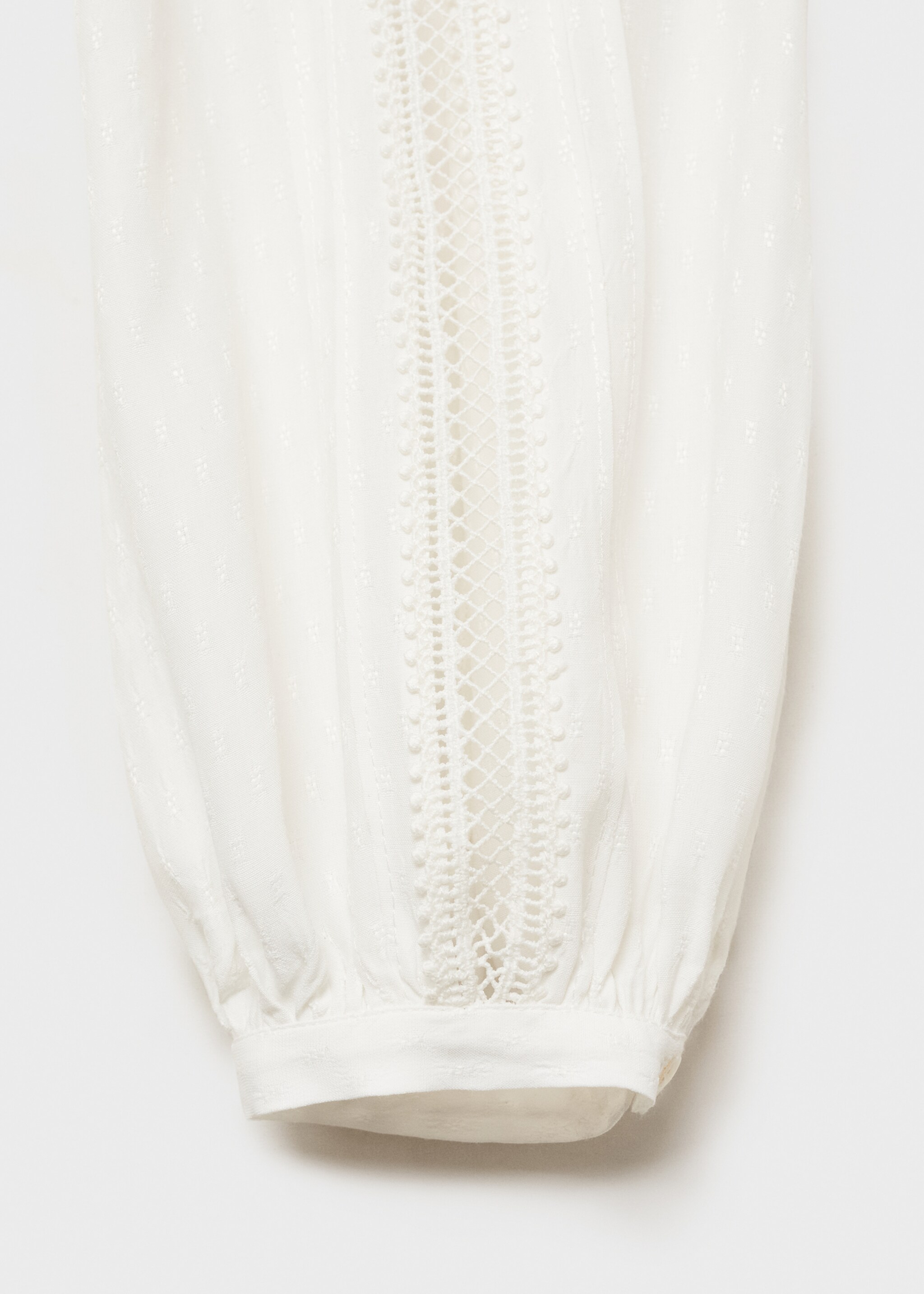 Openwork detail blouse - Details of the article 0, Off White. Ref: 77059074-00.