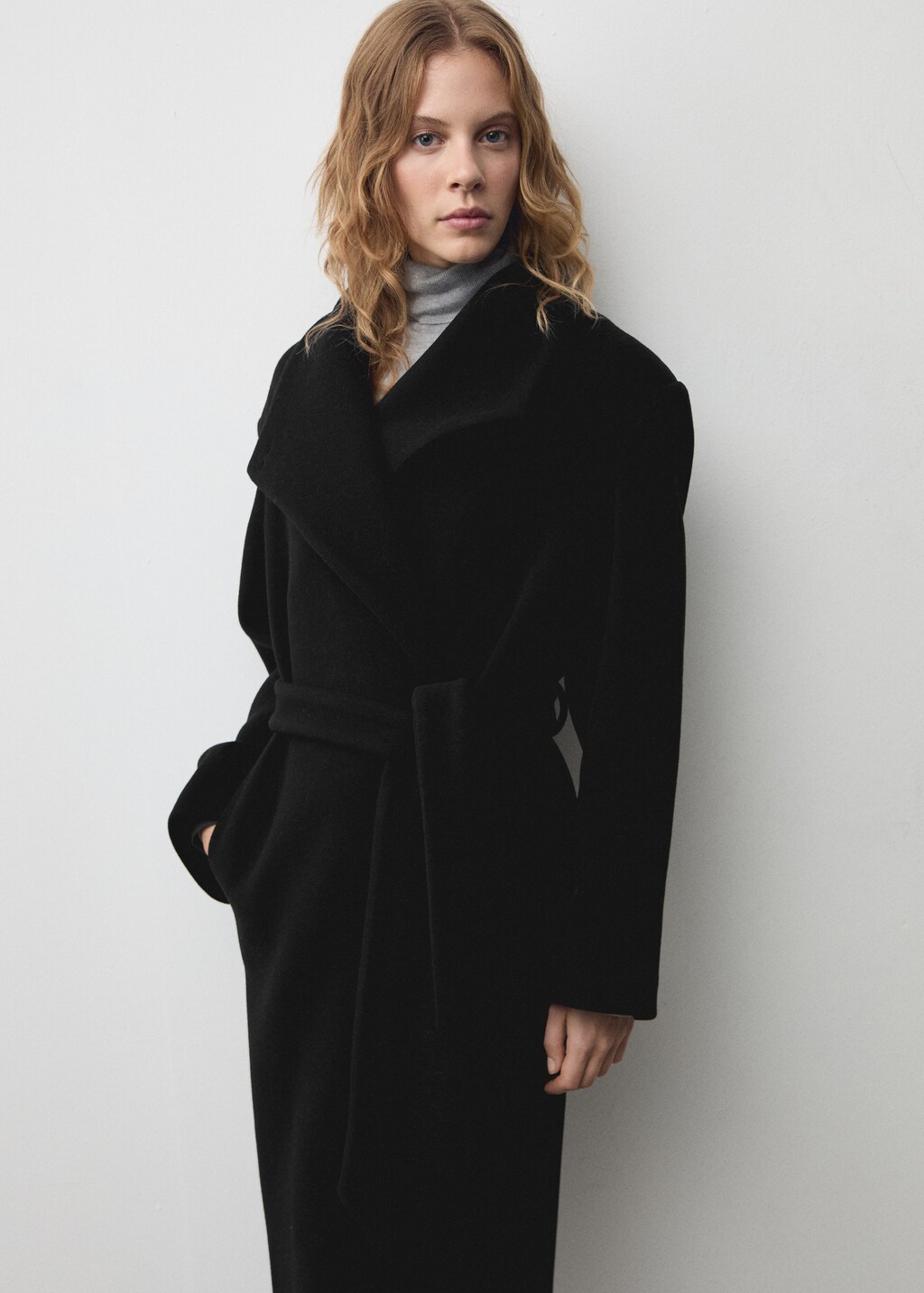 Turtleneck virgin wool coat - Women | MANGO OUTLET USA