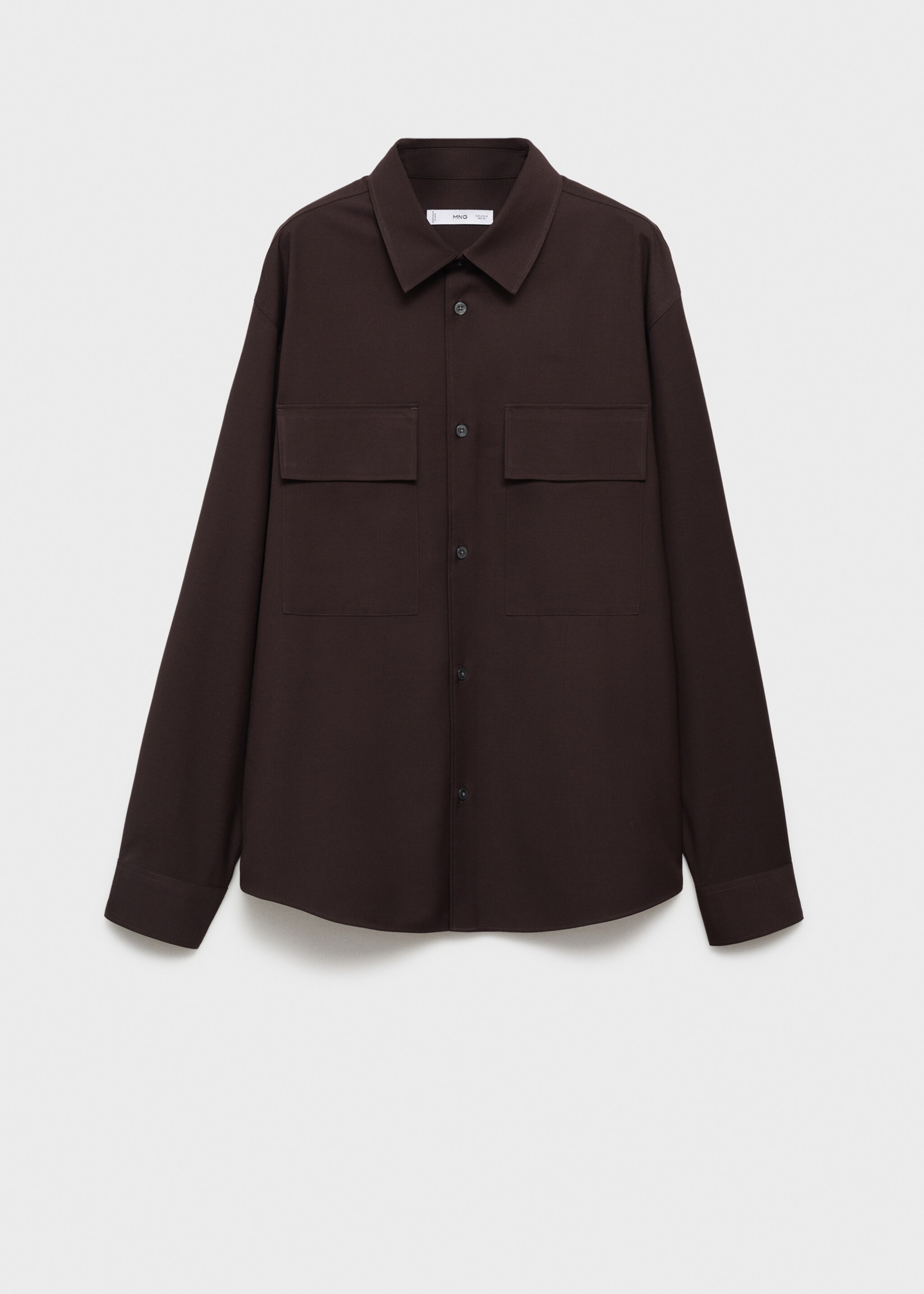 Slim-fit shirt with pockets - Article without model, Chocolate. Ref: 77059230-00.