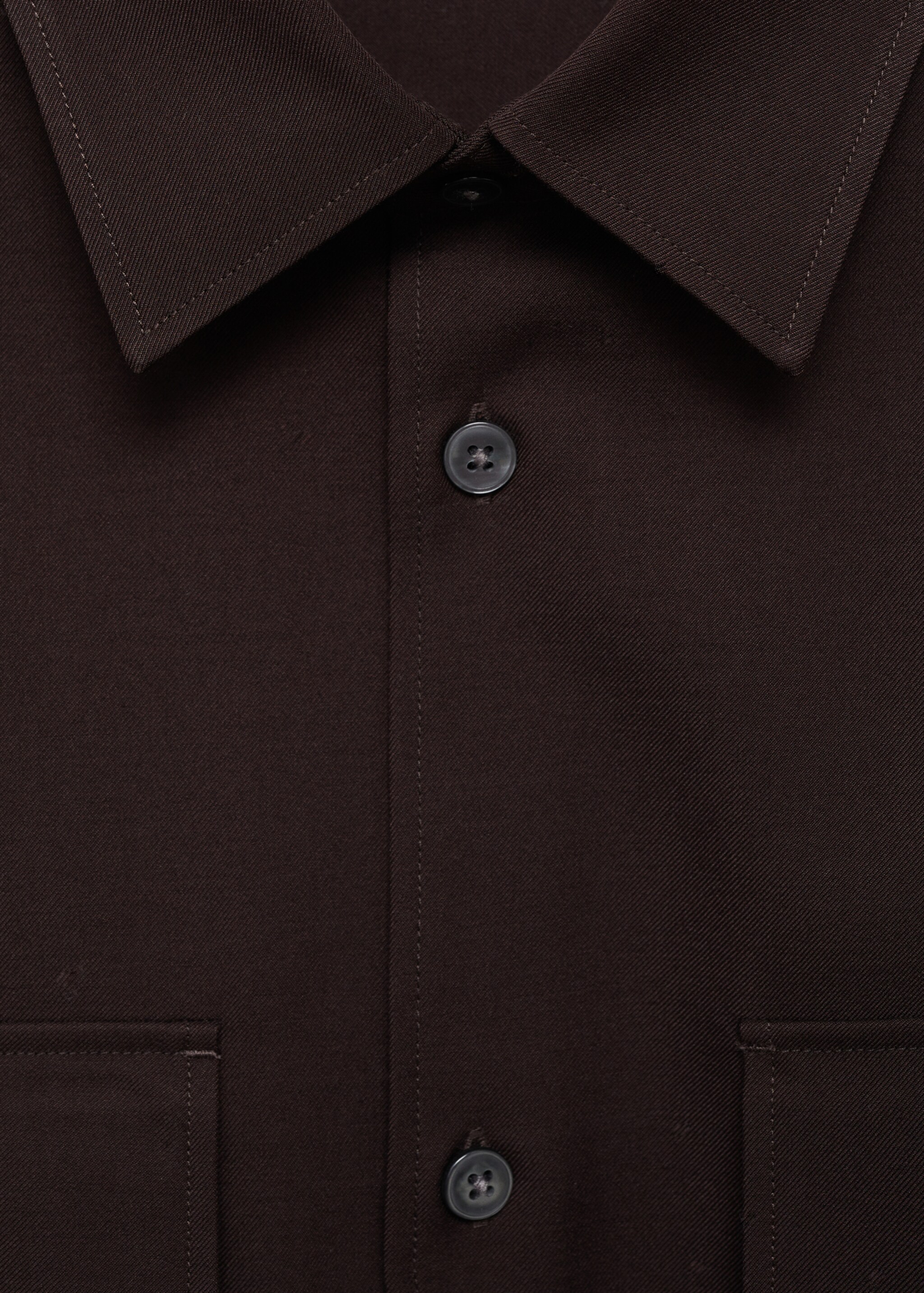 Slim-fit shirt with pockets - Details of the article 8, Chocolate. Ref: 77059230-00.