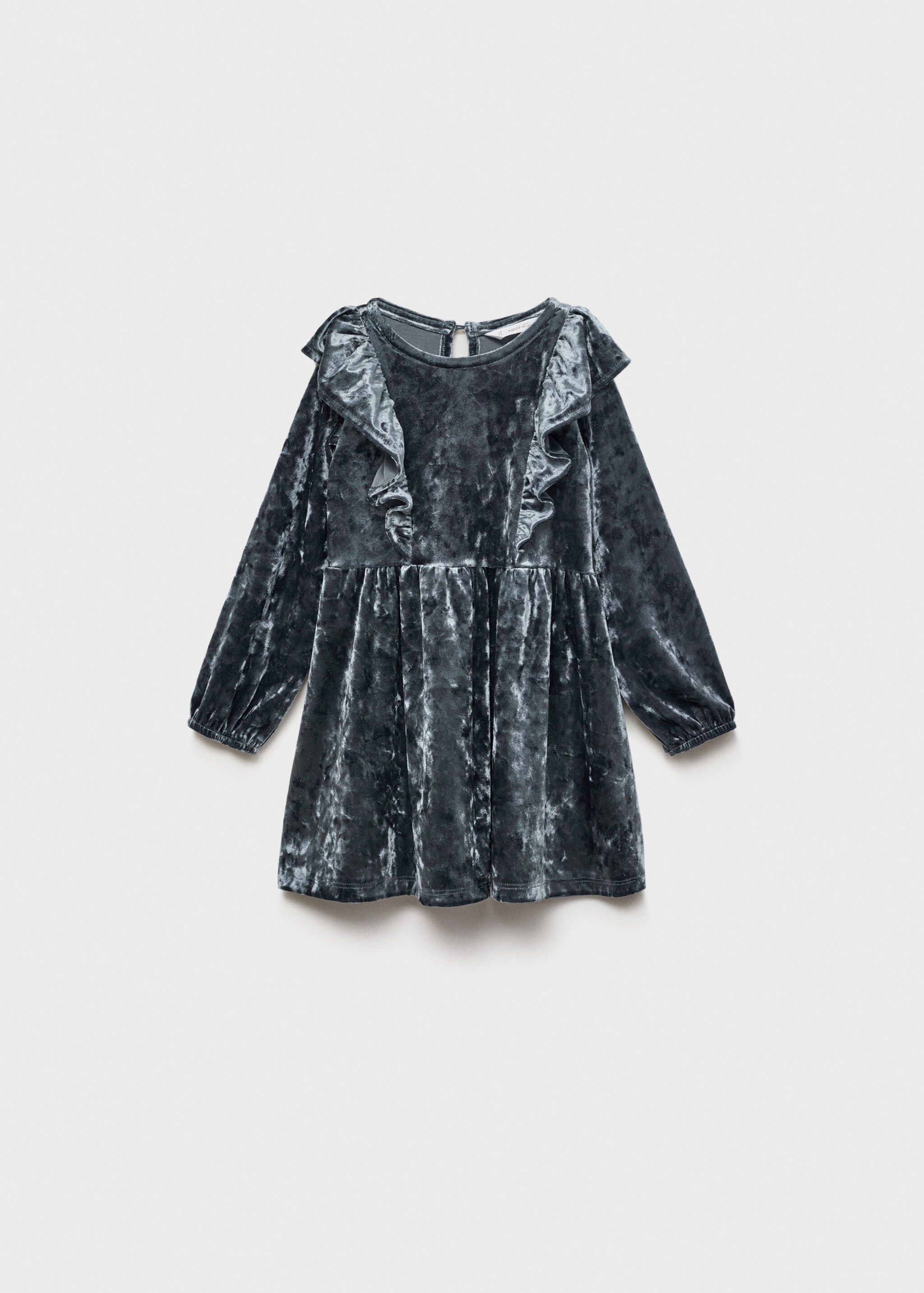 Fluwelen jurk met ruche - Artikel zonder model, Blauw. Ref: 77059236-00.
