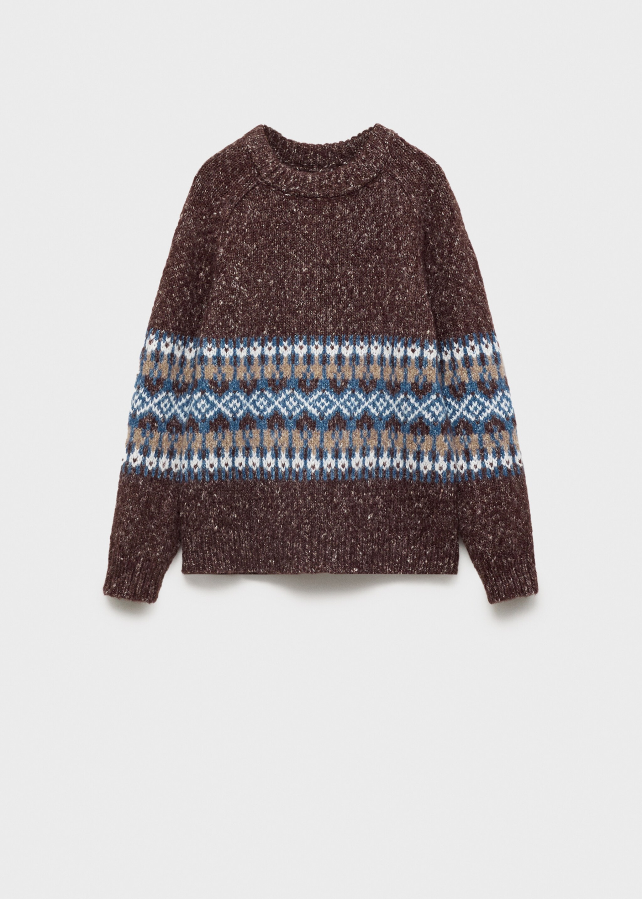 Jacquard knitted sweater - Article without model, Maroon. Ref: 77059243-00.