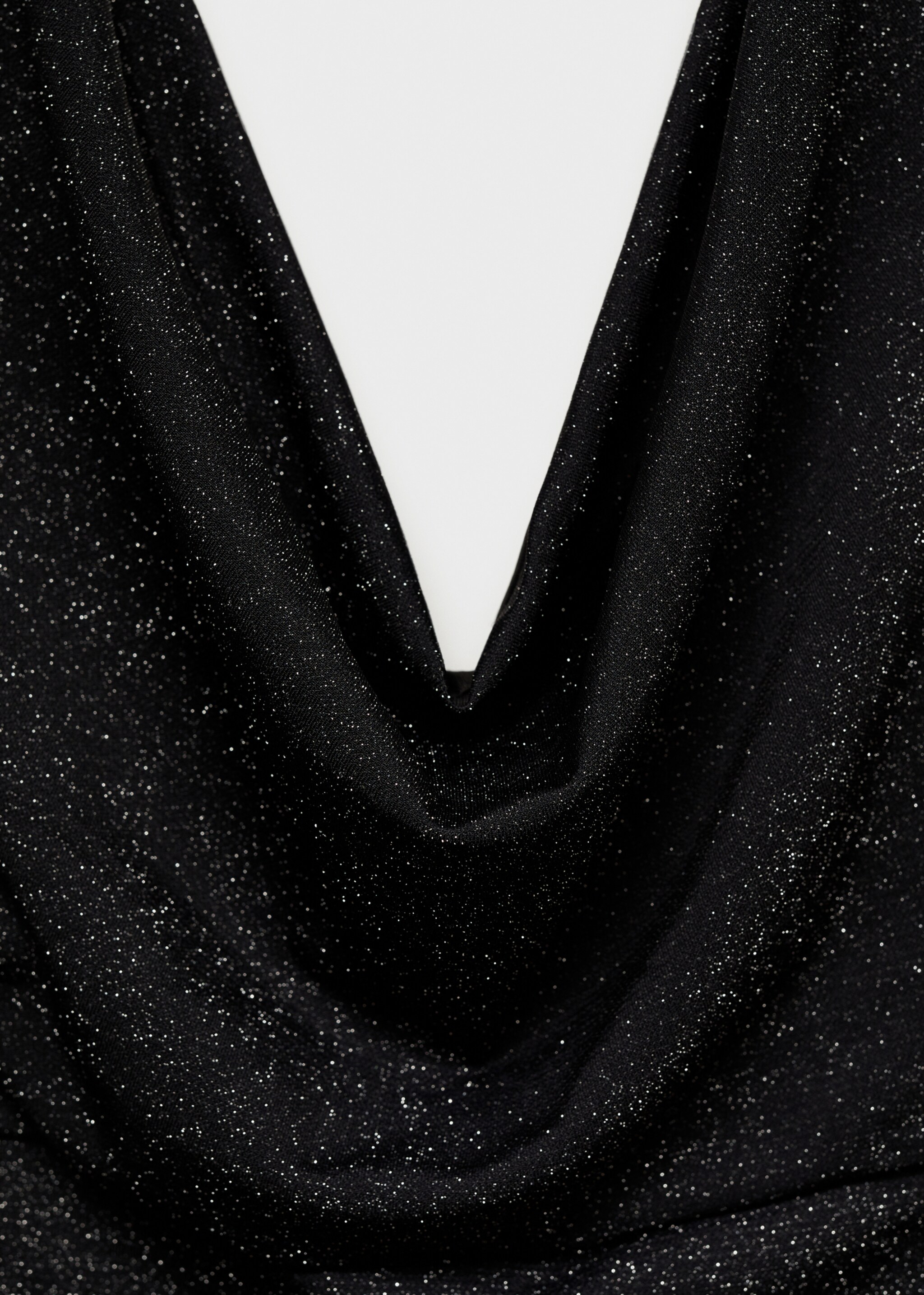 Lurexklänning med draperad halsringing - Detaljer om artikeln 8, Svart. Ref: 77059406-00.