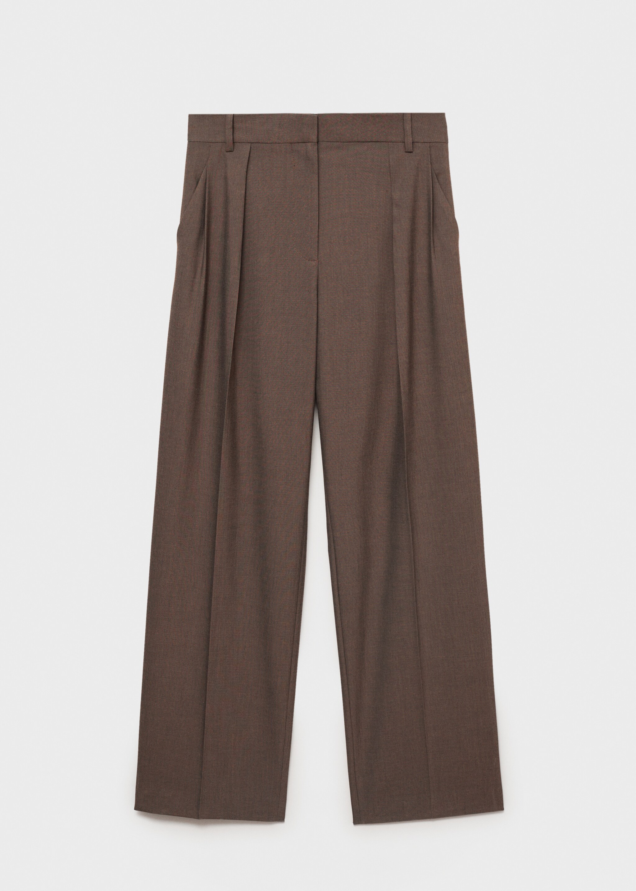 Straight-fit pleated trousers - Article without model, Brown. Ref: 77059409-00.