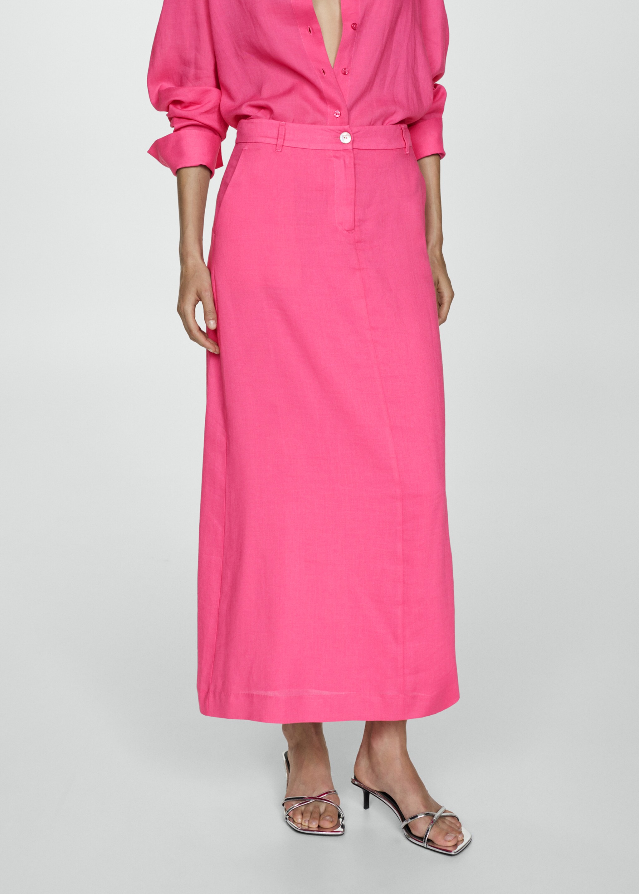 Long lyocell skirt - Medium plane, Pink. Ref: 77060331-00.