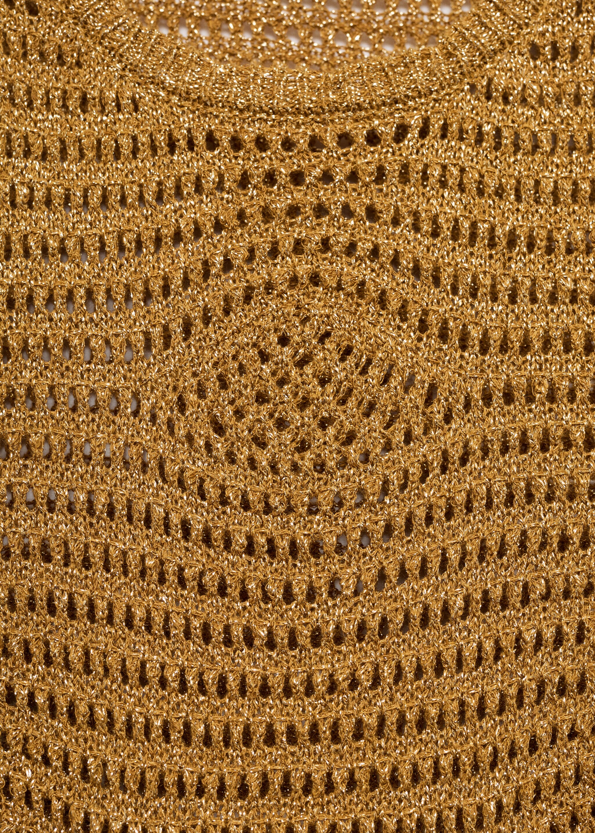 Long lurex crochet dress - Details of the article 8, Gold. Ref: 77060341-00.