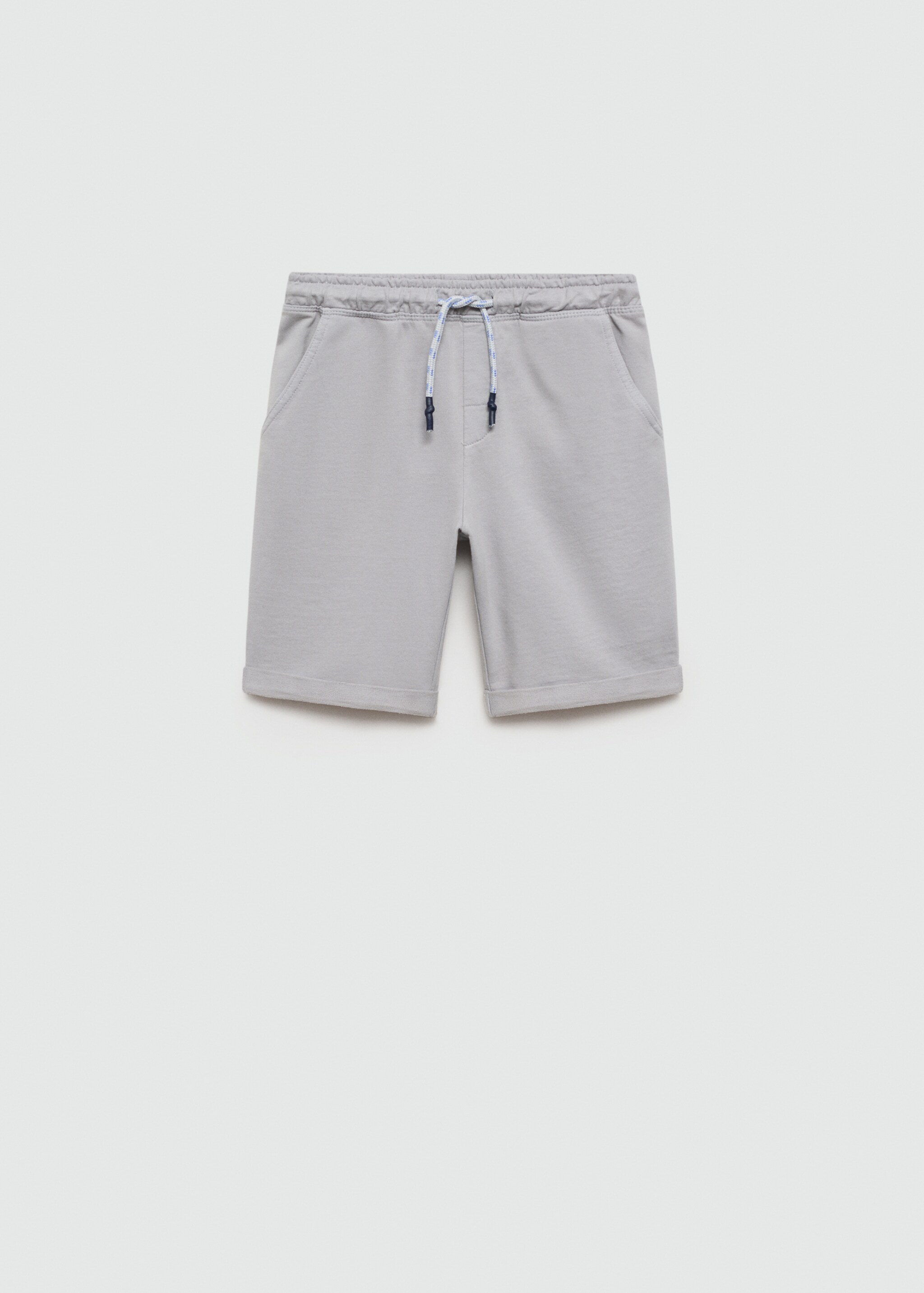 Elastic waist cotton Bermuda shorts - Article without model, Grey. Ref: 77060359-00.