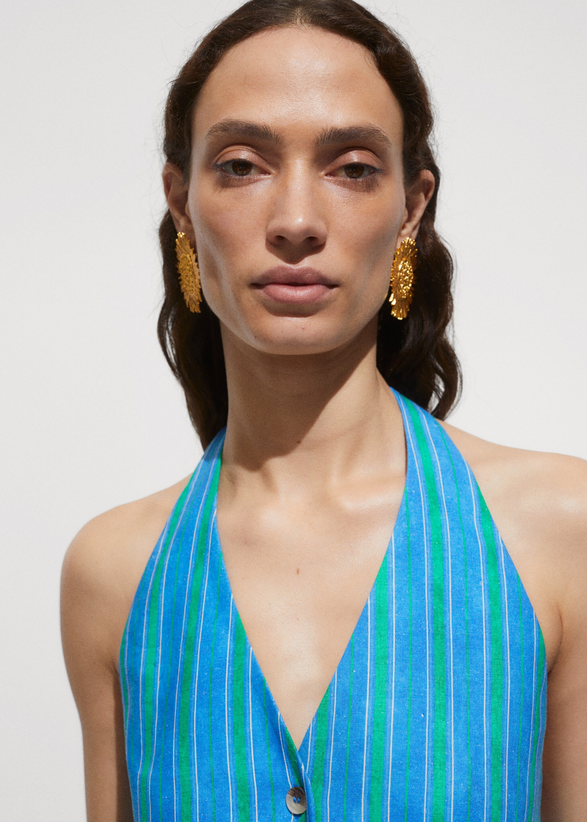 Linen stripe-printed waistcoat - Details of the article 1