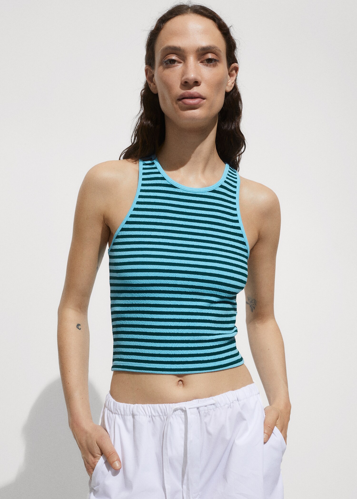Gestreiftes Jersey-Top - Mittlere Ansicht