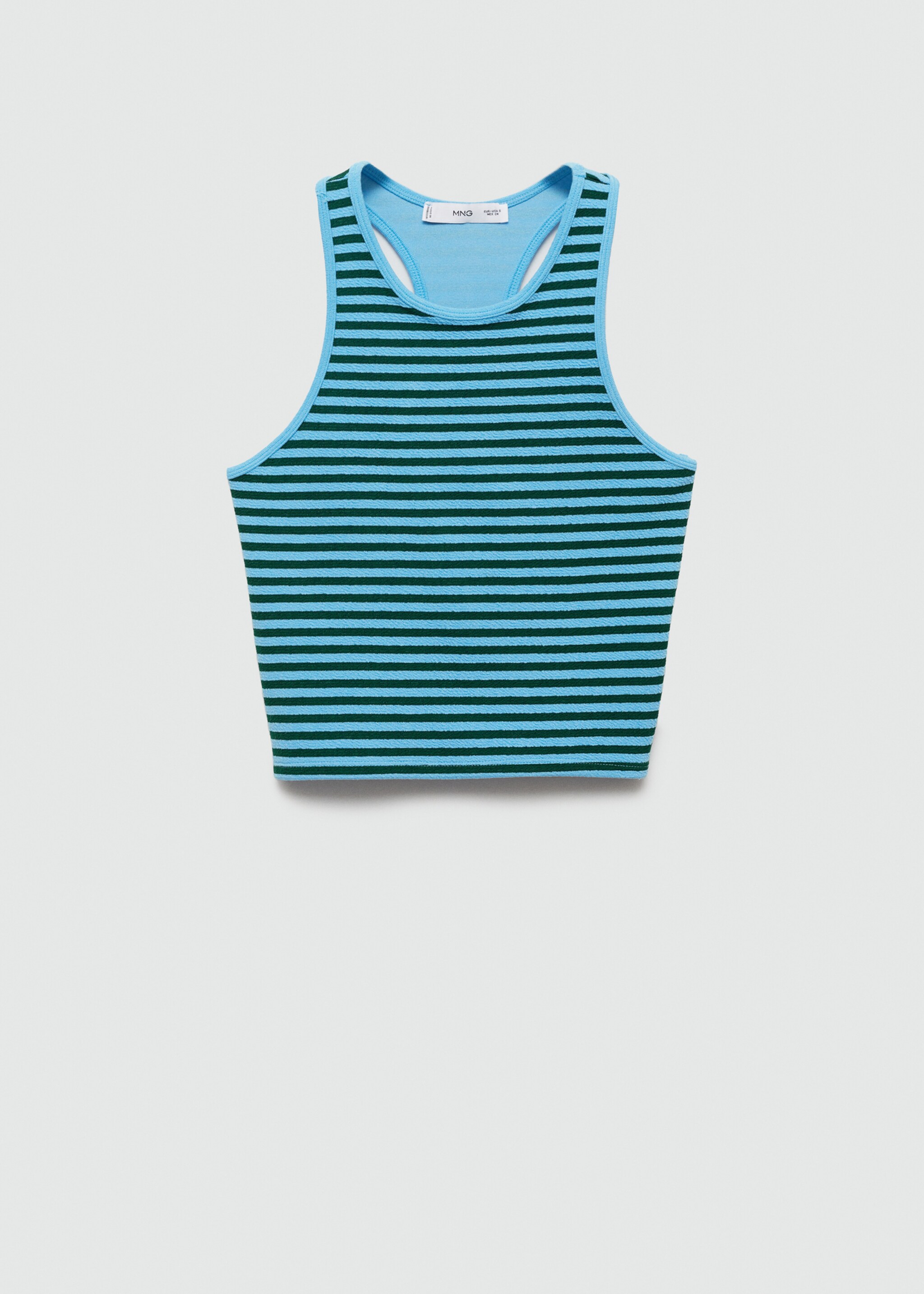 Striped knit top - Article without model, Blue. Ref: 77060365-00.