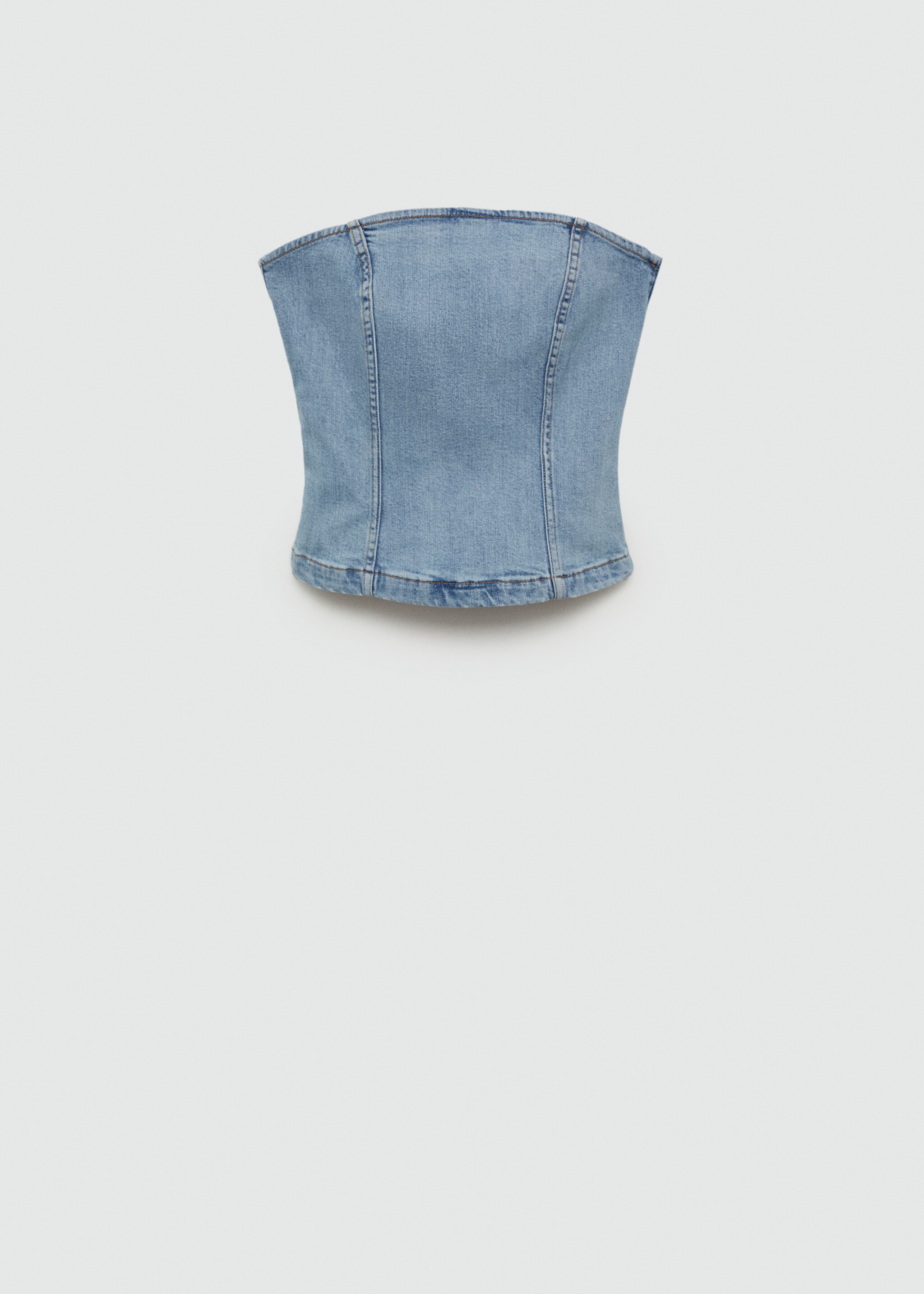 Denim strapless top - Article without model, Medium Blue. Ref: 77060376-00.