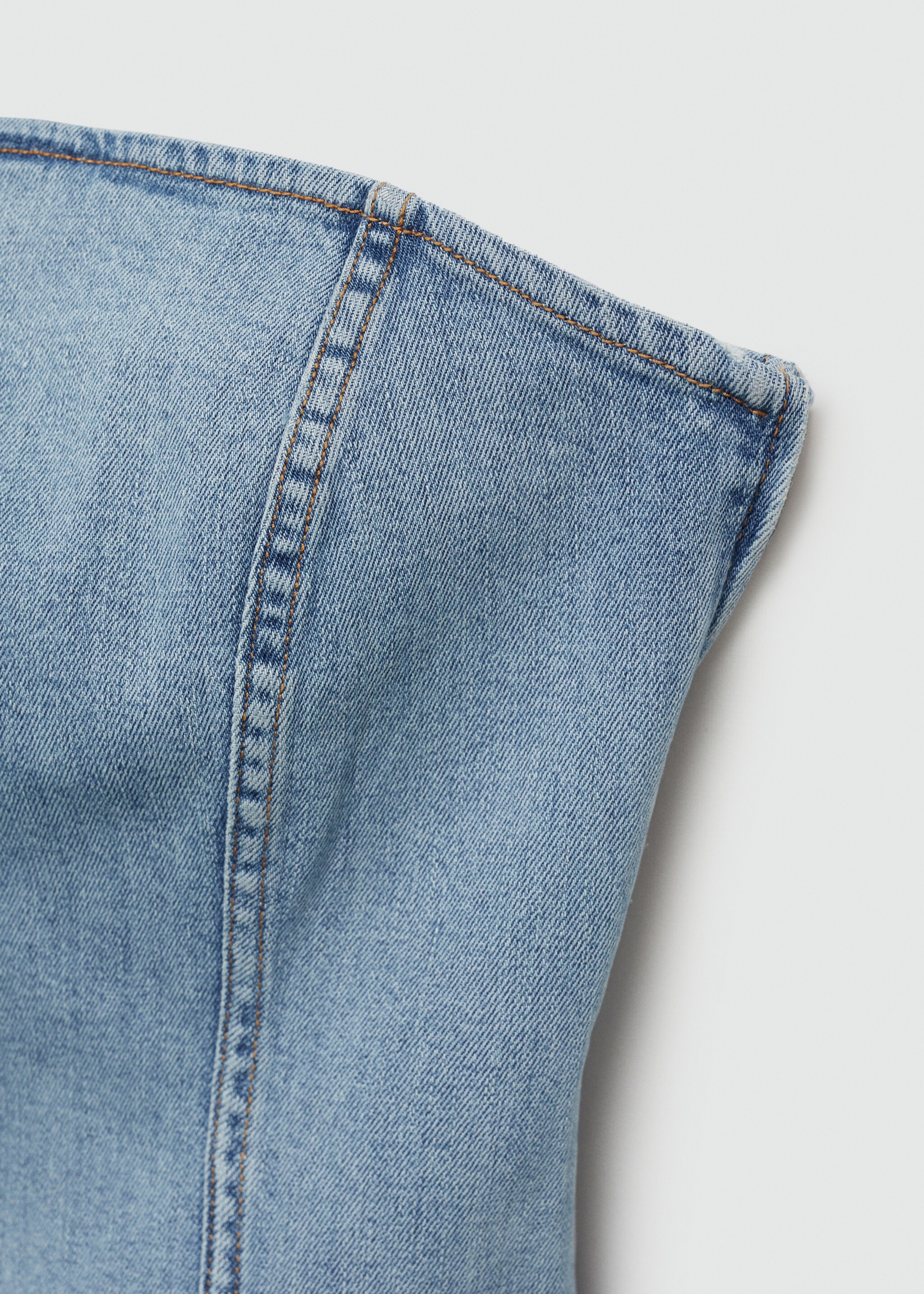 Denim strapless top - Details of the article 8, Medium Blue. Ref: 77060376-00.
