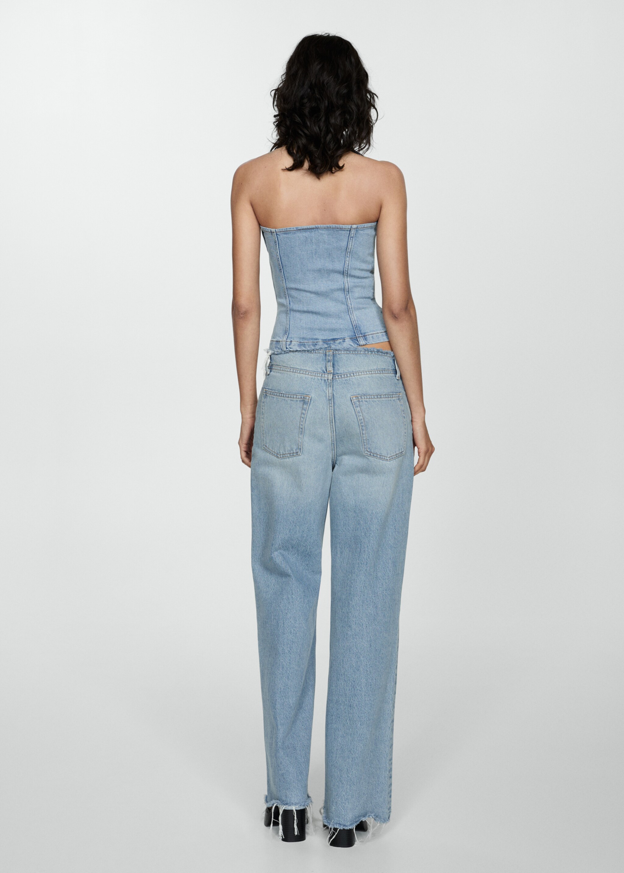 Denim strapless top - Reverse of the article, Medium Blue. Ref: 77060376-00.