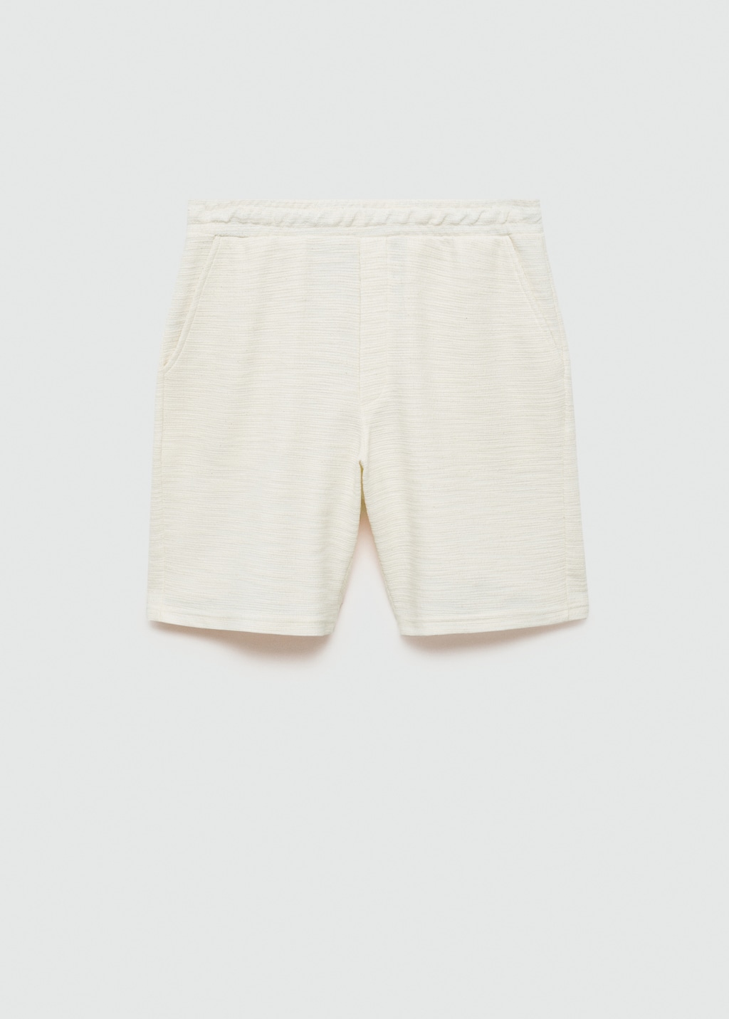 Textured cotton bermuda shorts with drawstring - Men | MANGO Textured cotton bermuda shorts with drawstring - Men | MANGO