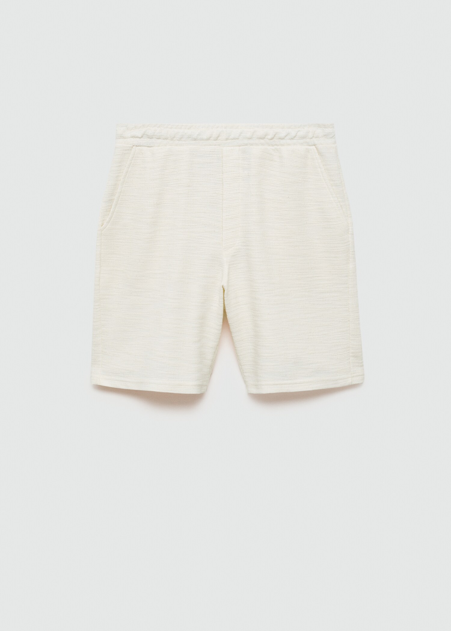 Textured cotton bermuda shorts with drawstring - Article without model