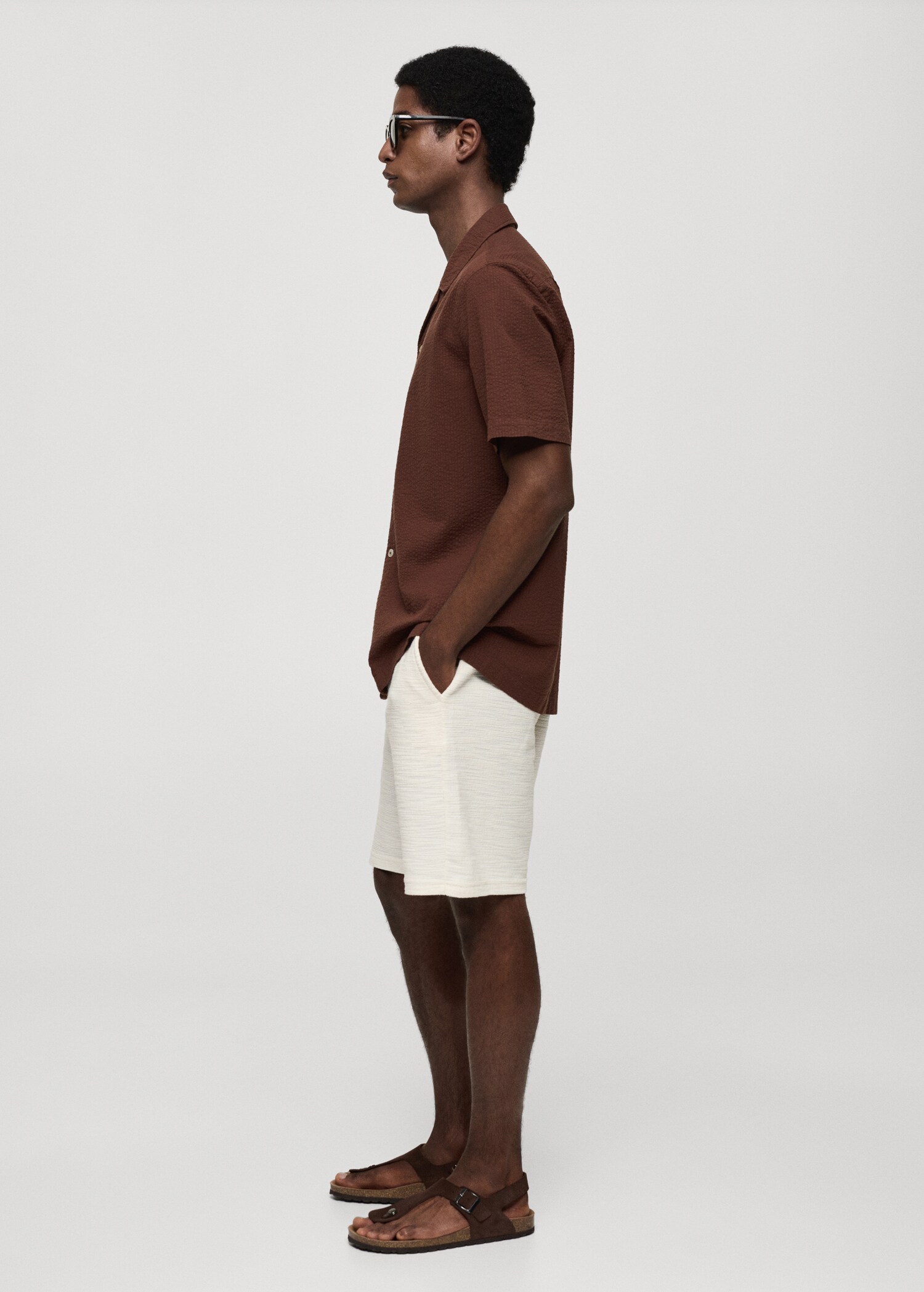 Textured cotton bermuda shorts with drawstring - Details of the article 2