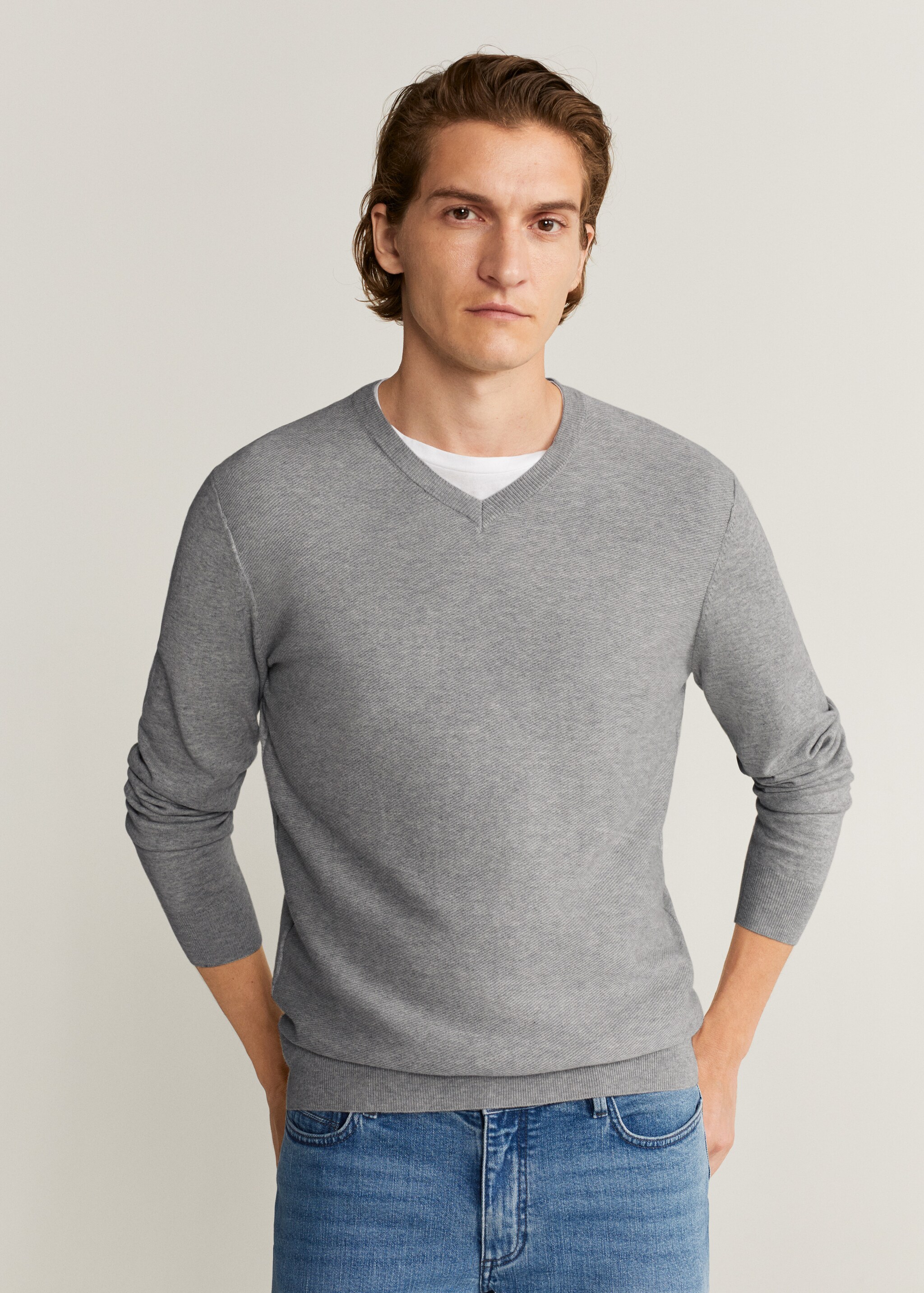 Textured cotton cashmere-blend sweater - Details of the article 1