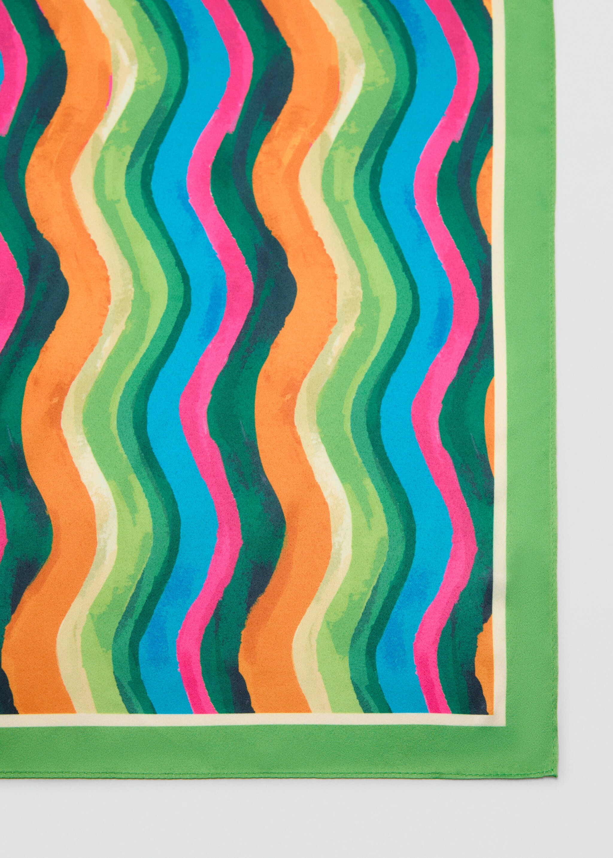 Striped printed scarf - Medium plane, Green. Ref: 77060567-00.