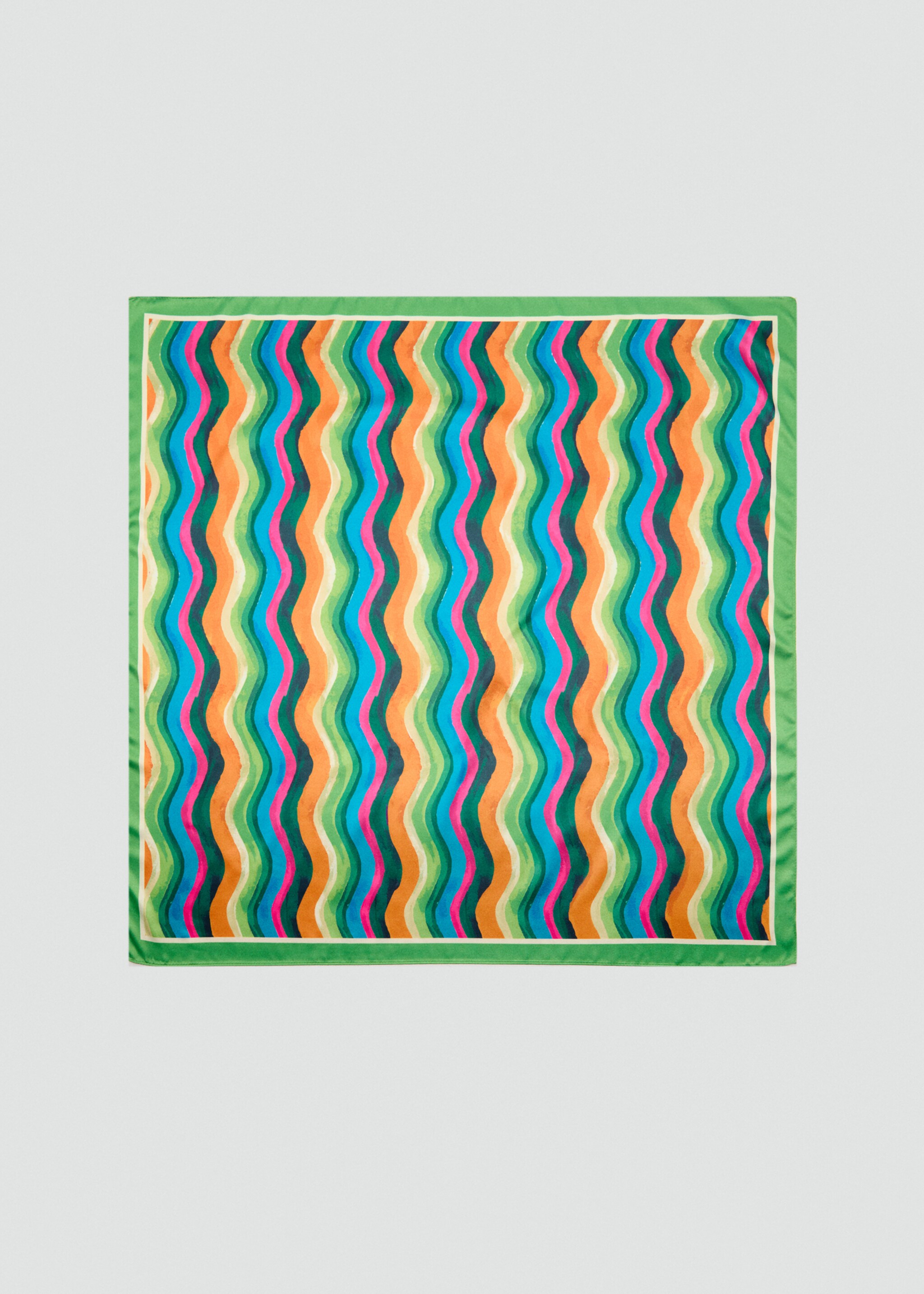 Striped printed scarf - Article without model, Green. Ref: 77060567-00.